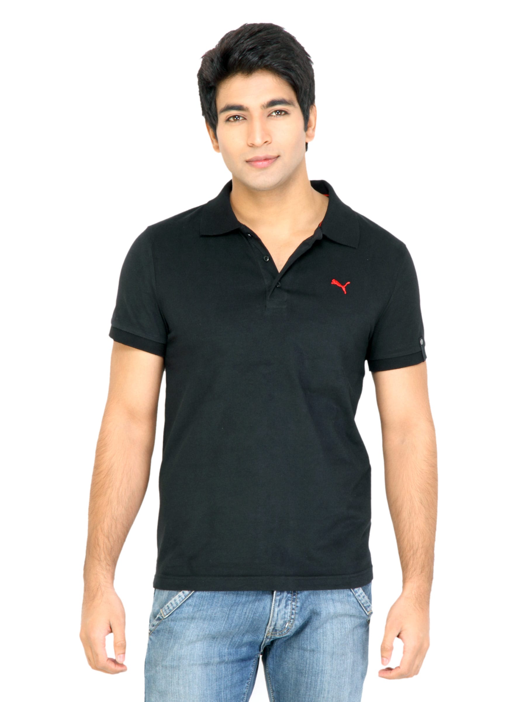 Puma Men Jersey Polo Black Tshirts