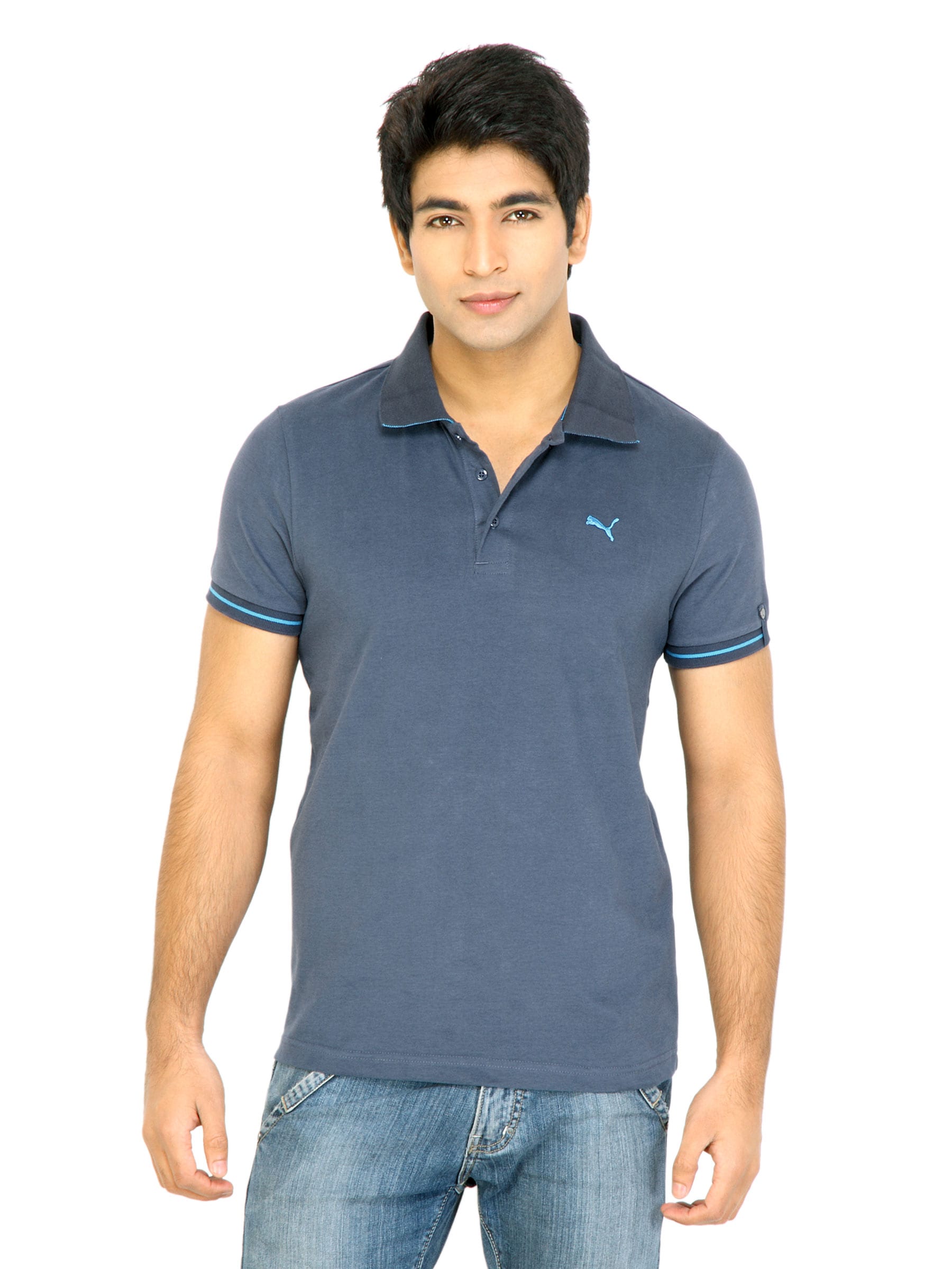 Puma Men Jersey Polo Blue Tshirts