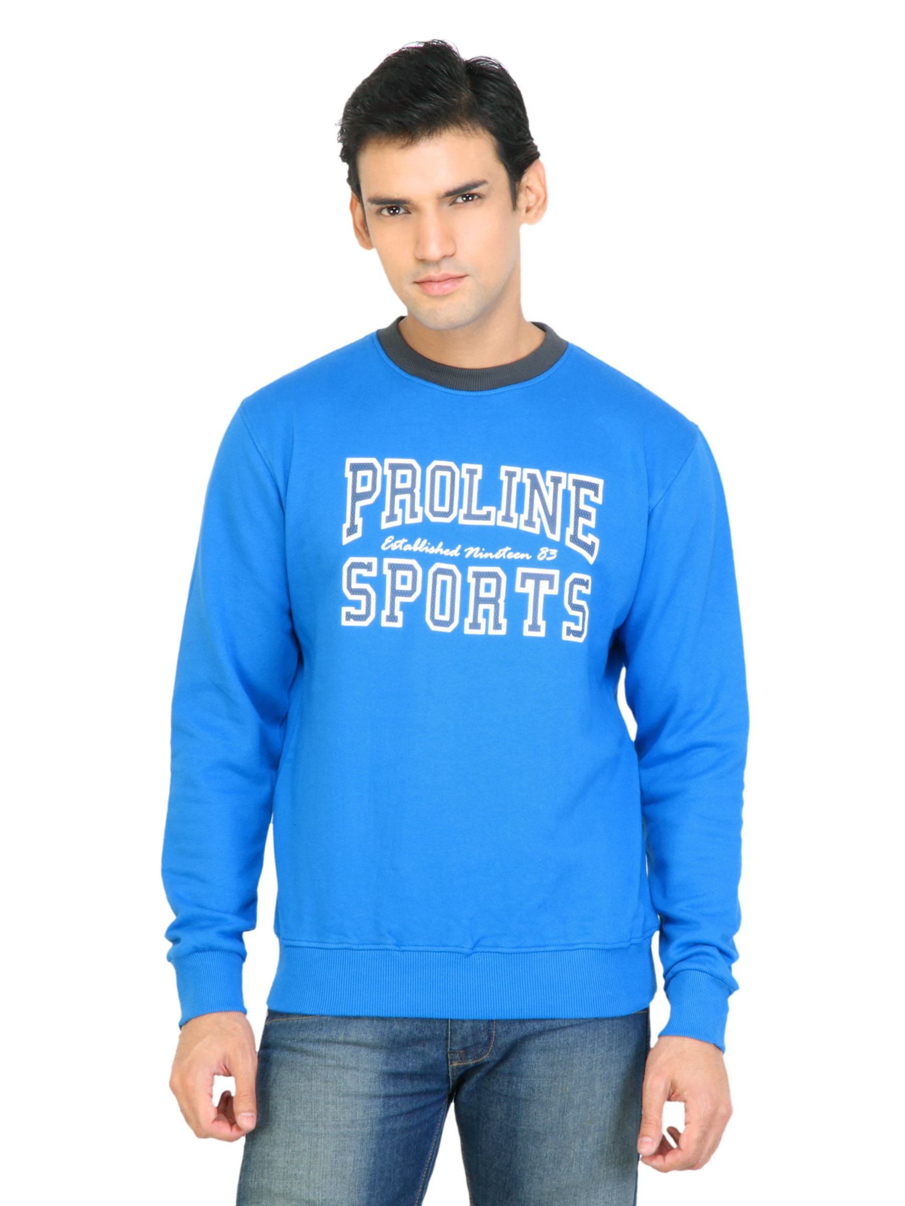 Proline Men Blue Printed Sweatshirt