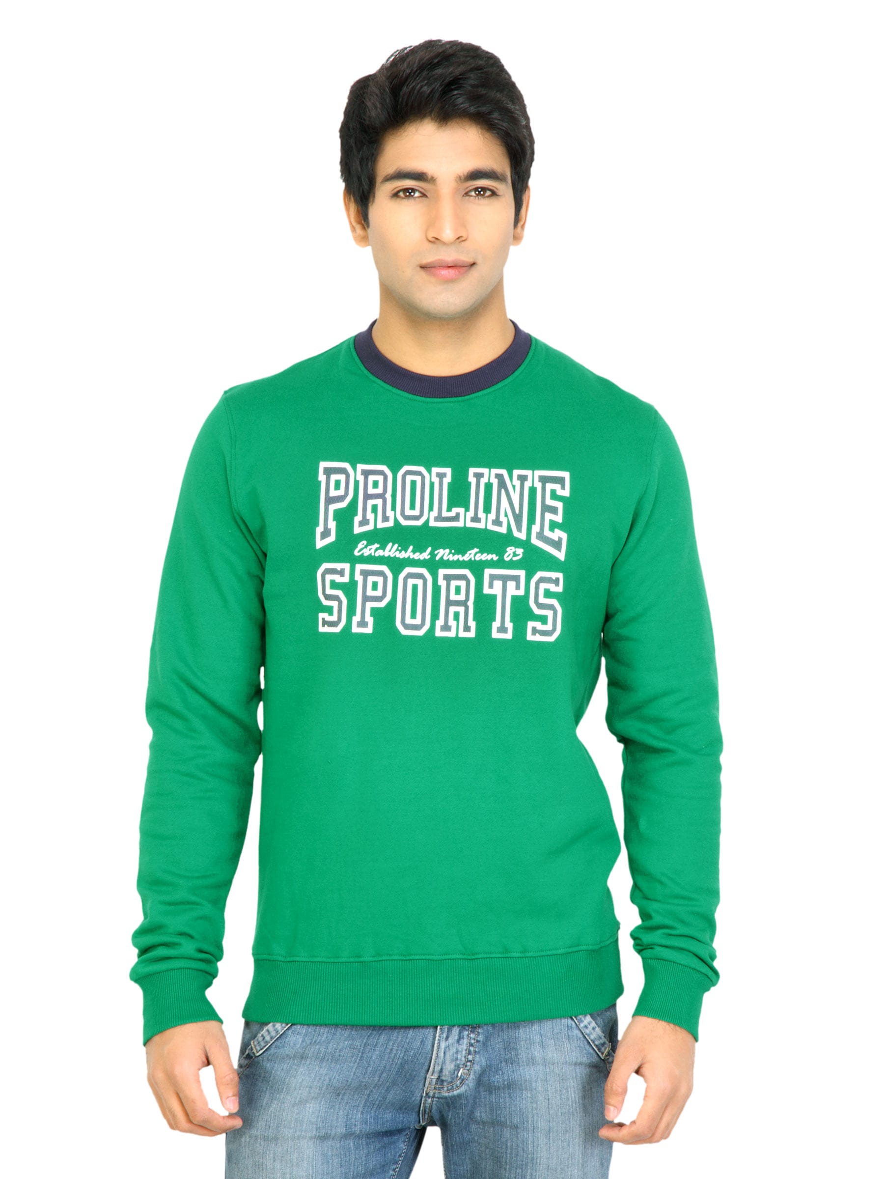 Proline Men Green Printed Sweatshirt