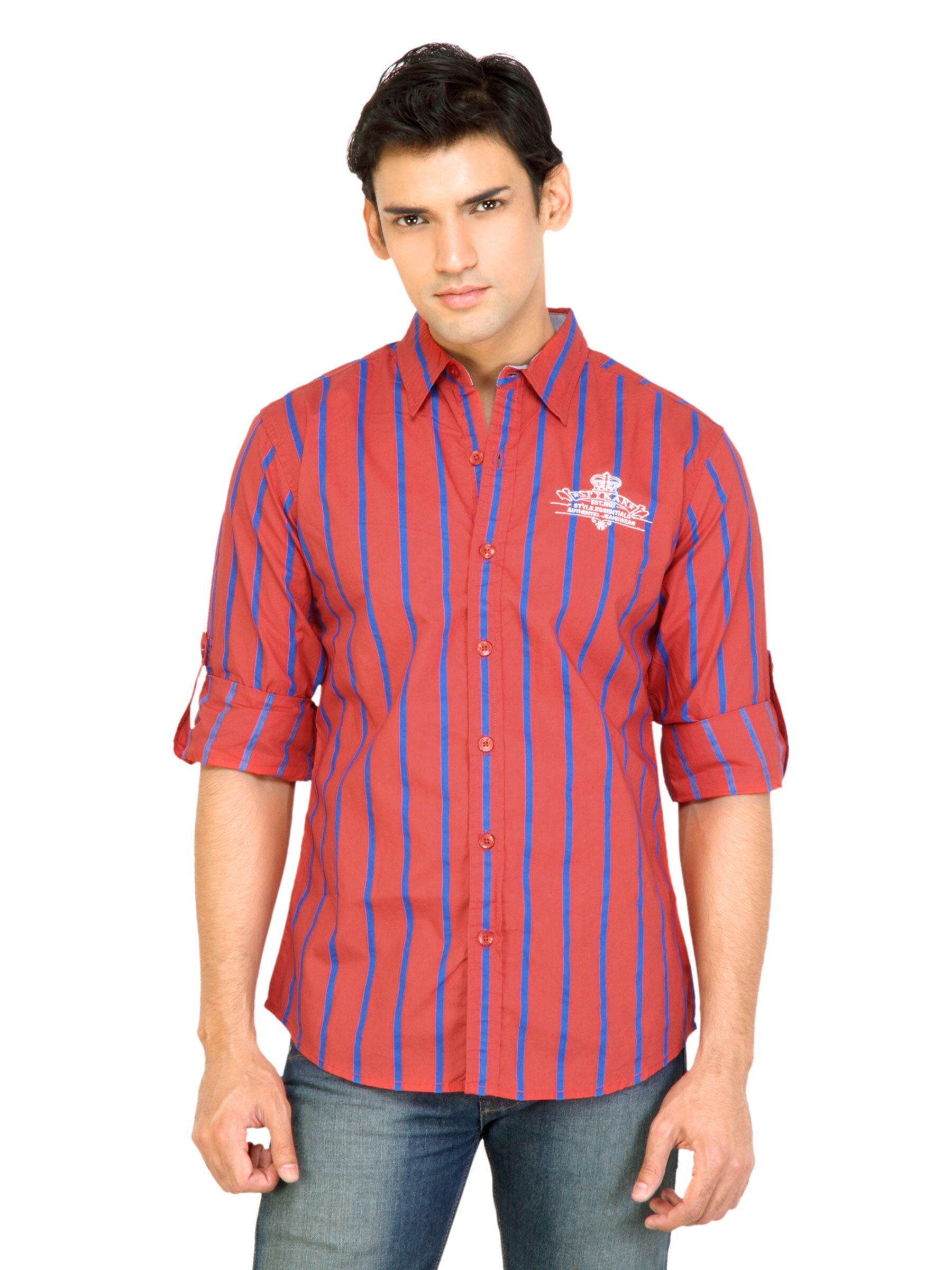 Spykar Men Stripes Red Shirts