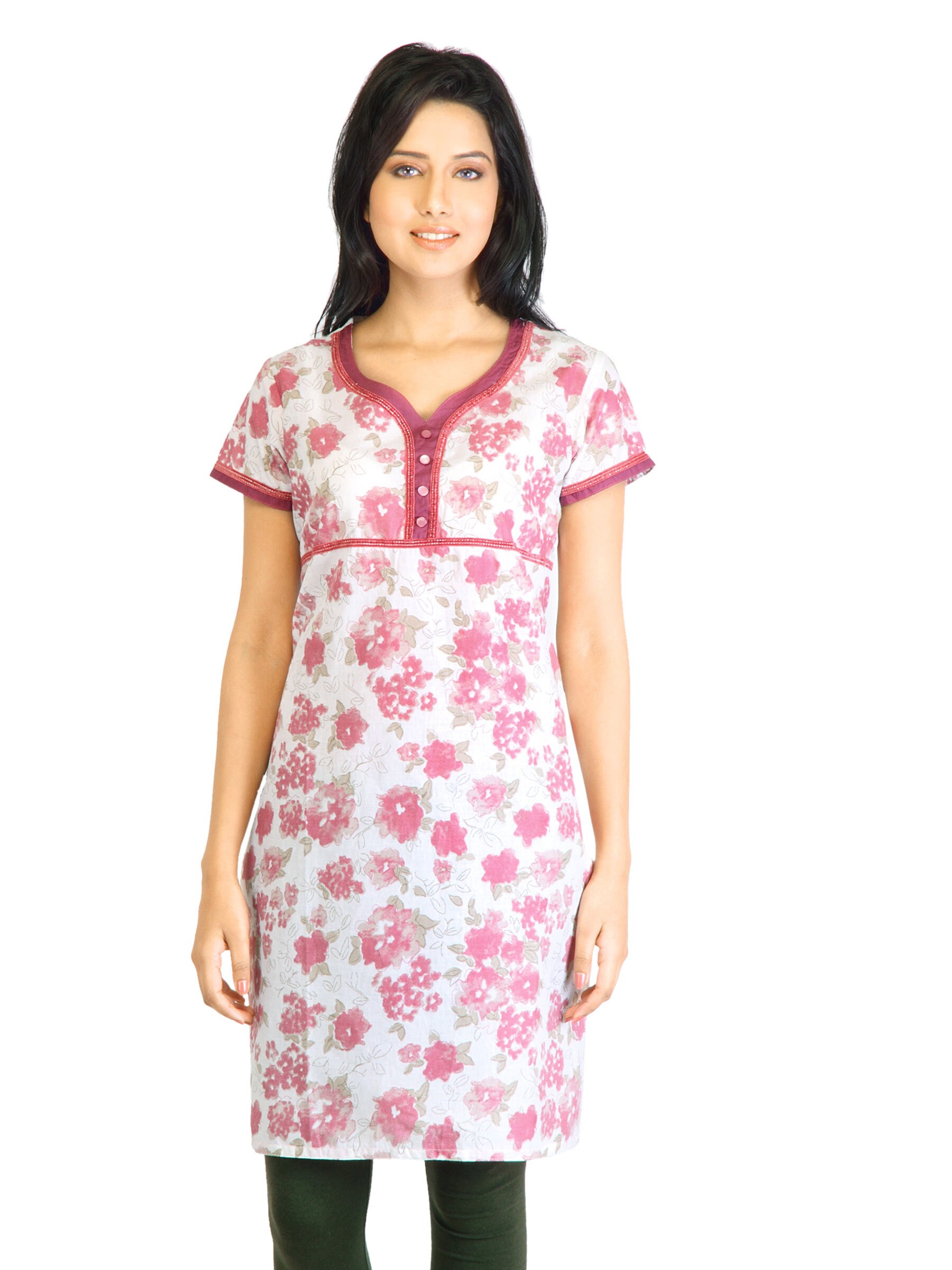 Visudh Pink Printed Ethnic Kurta