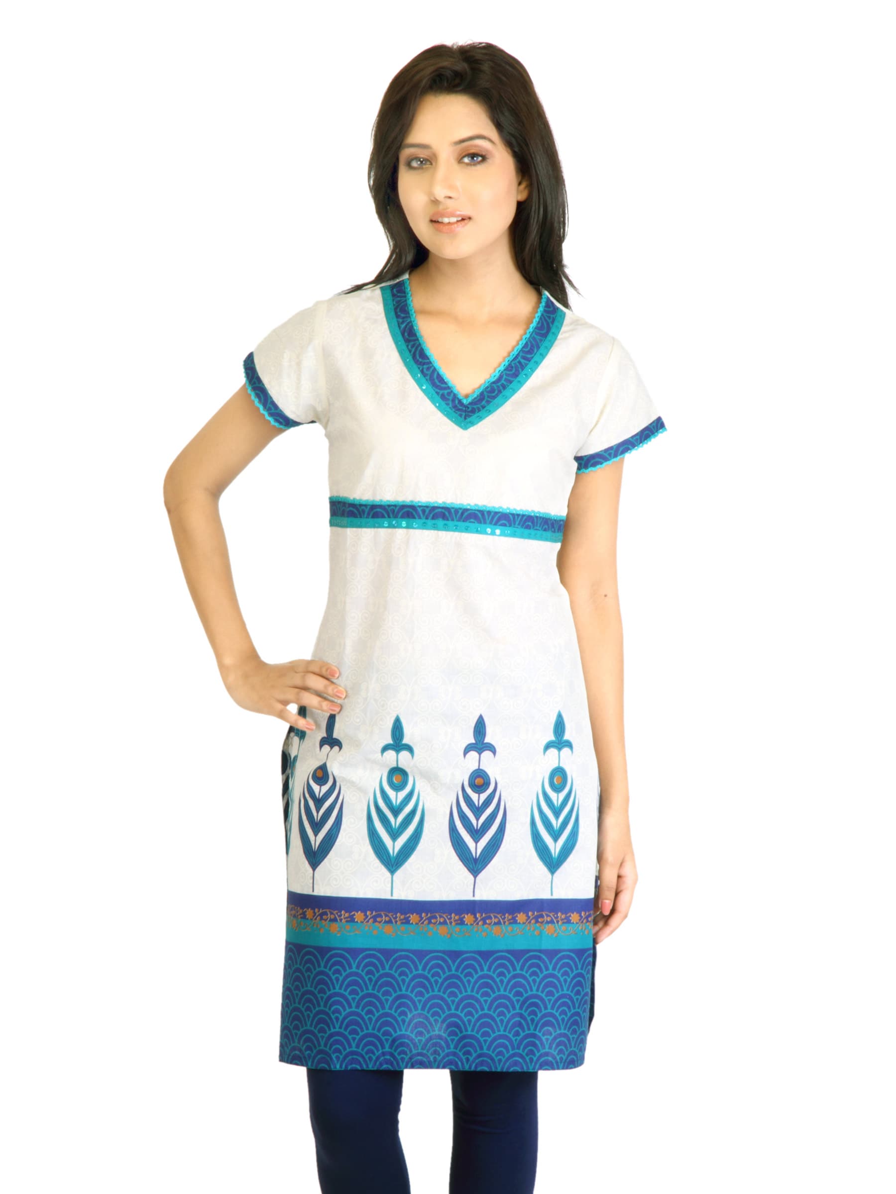 Visudh Blue Printed Ethnic Kurta