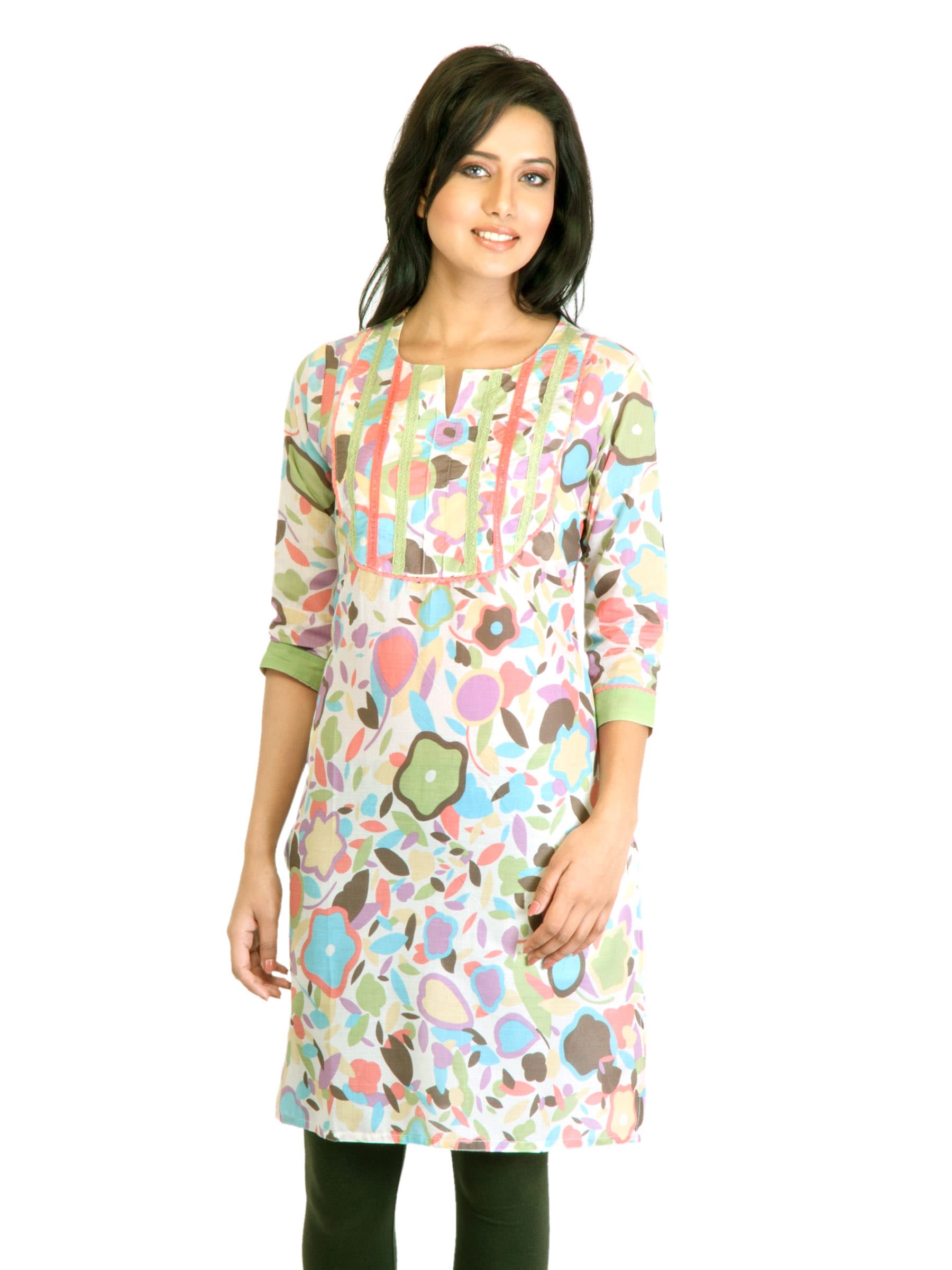 Visudh Green Printed Ethnic Kurta