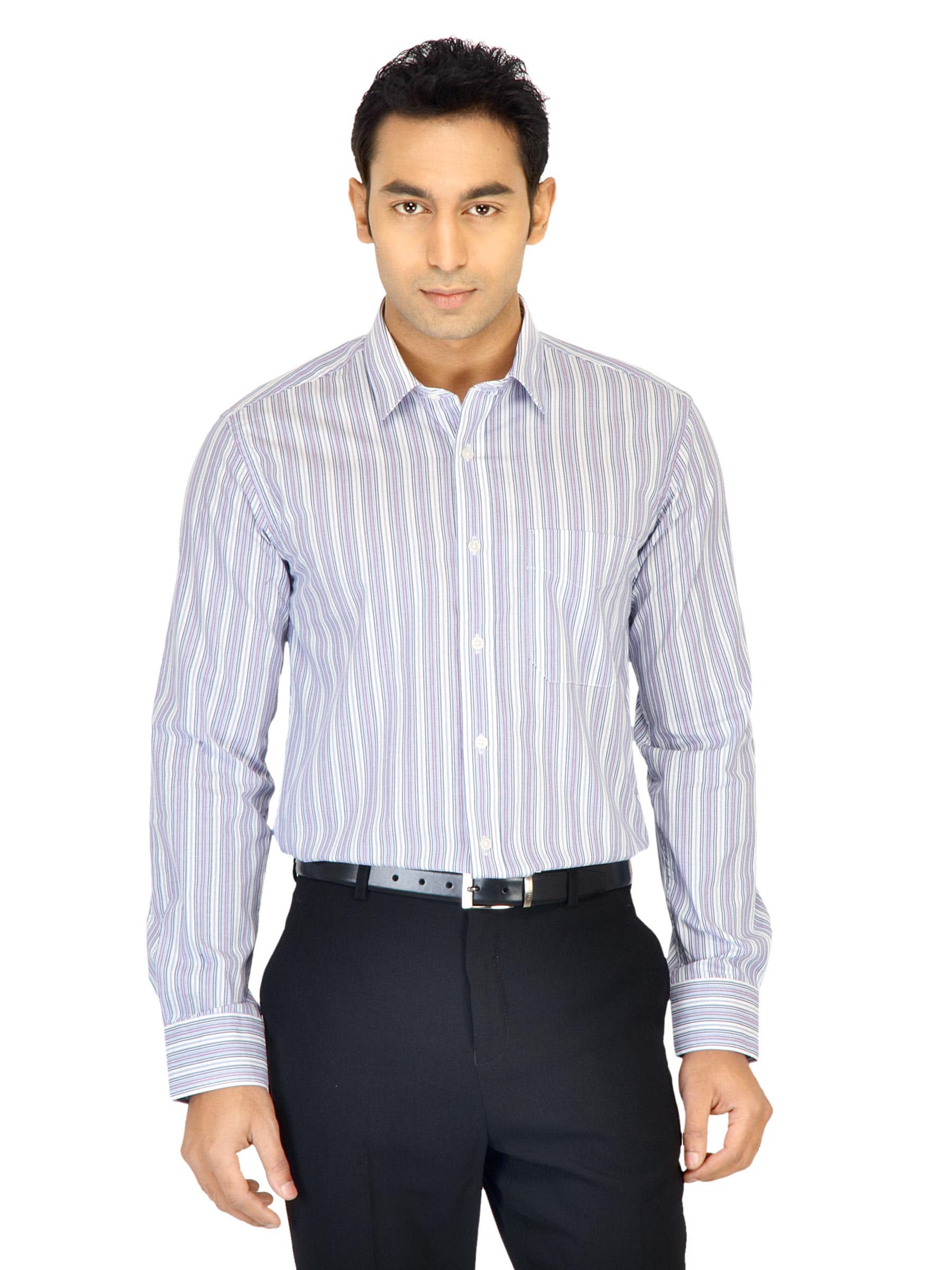 Black Coffee Men Stripes Blue Shirt