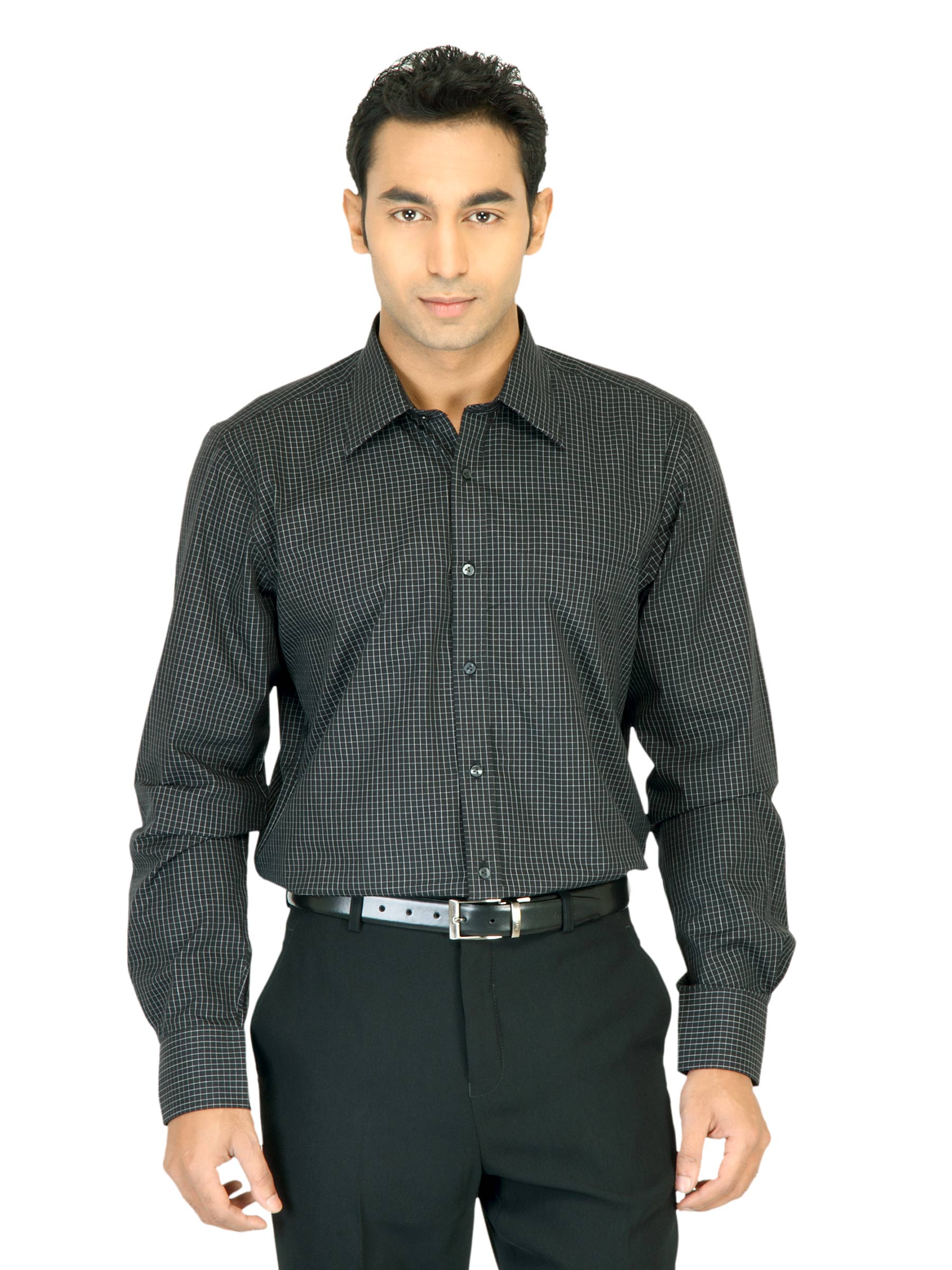 Turtle Check Men Black Shirt