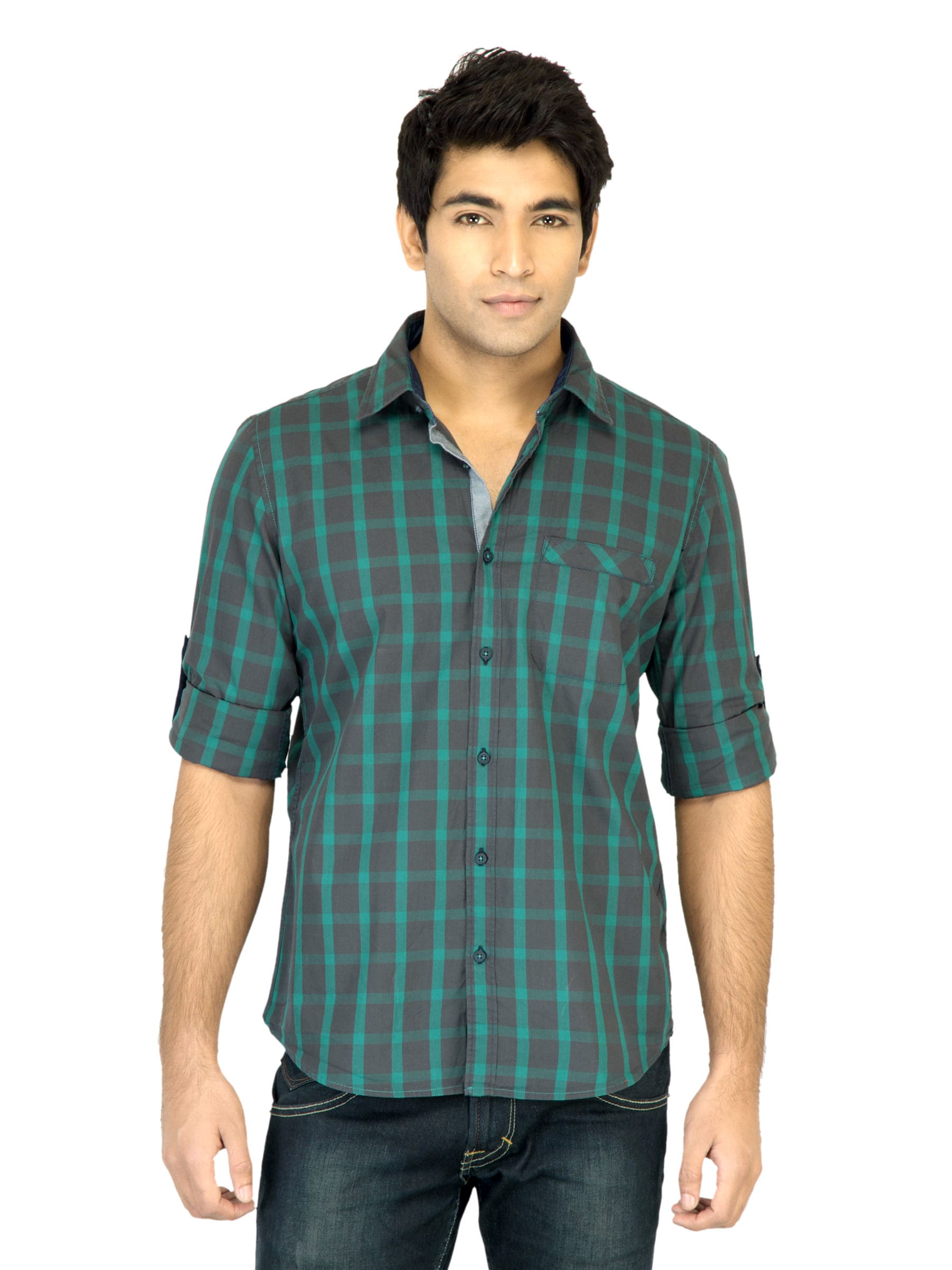 Turtle Check Men Green Shirt