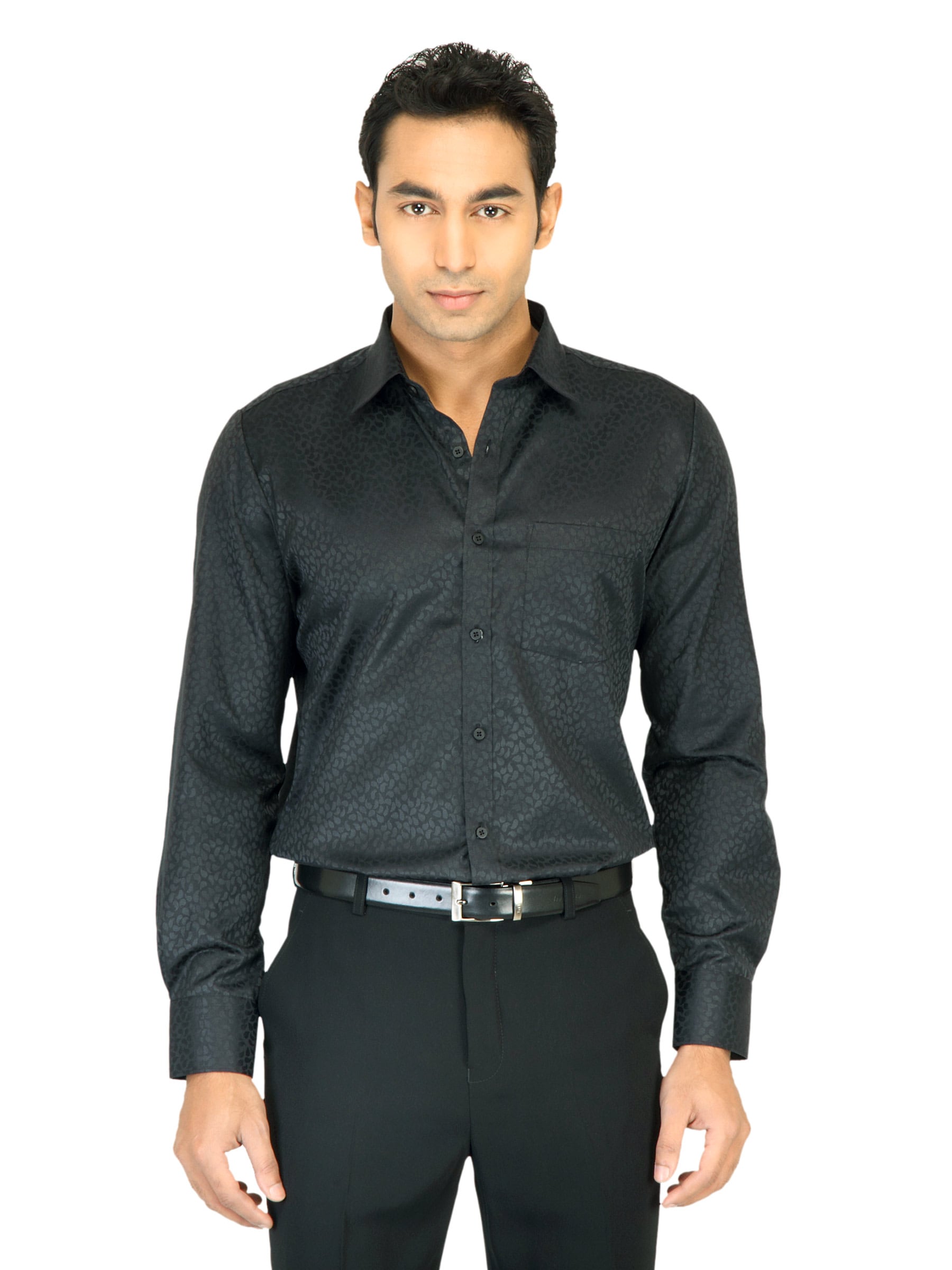 Turtle Solid Men Black Shirt