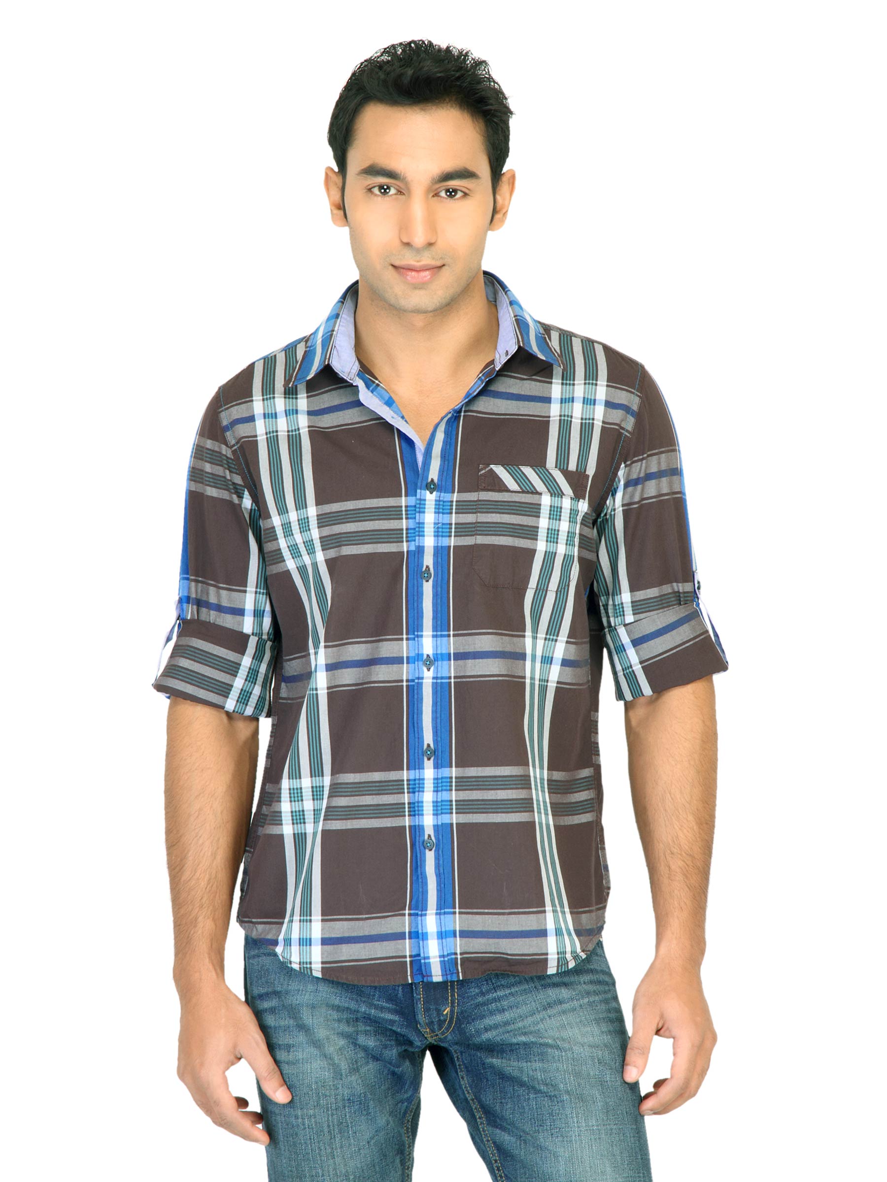 Turtle Check Men Blue Shirt