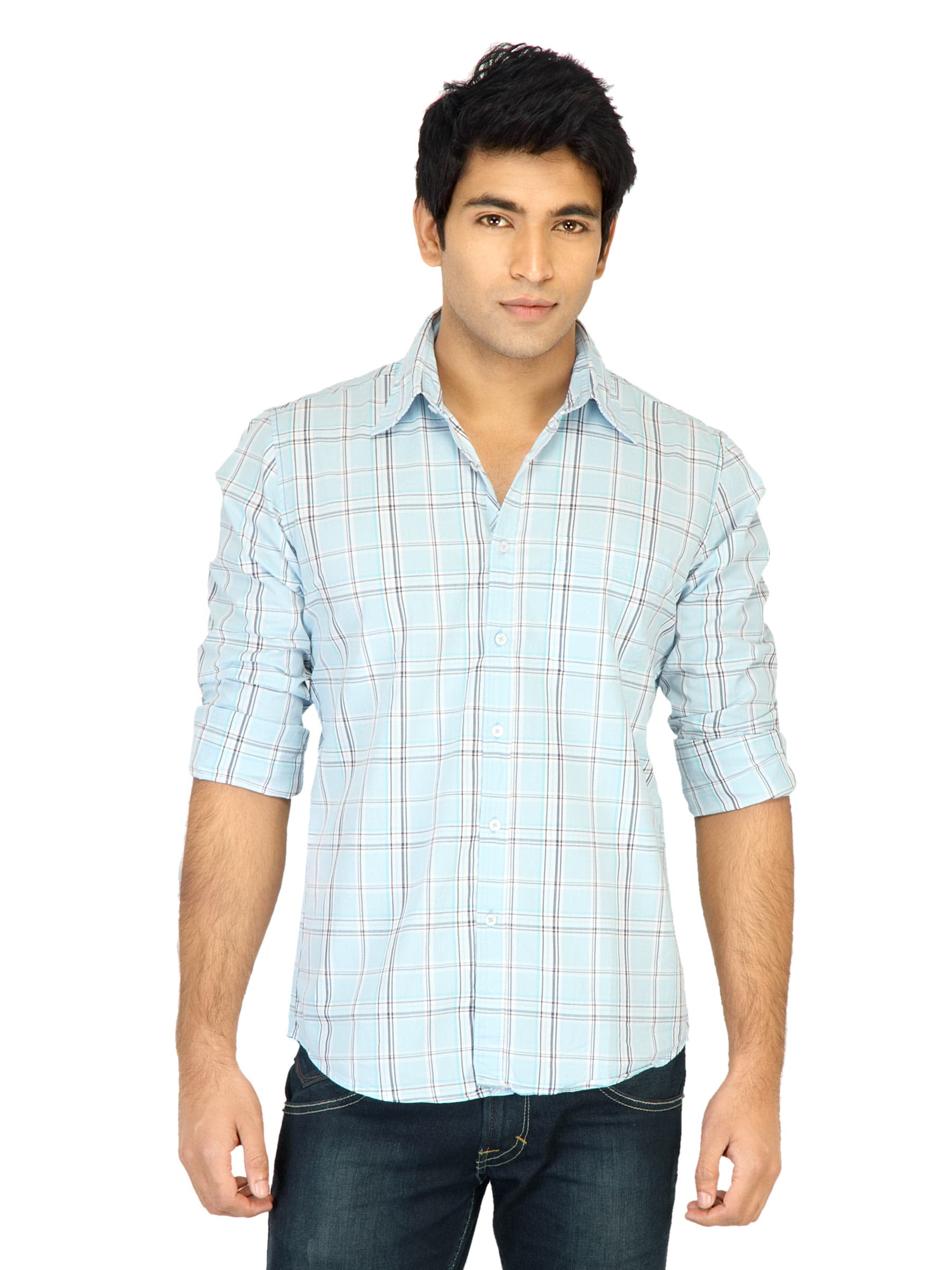 Turtle Check Men Blue Shirt