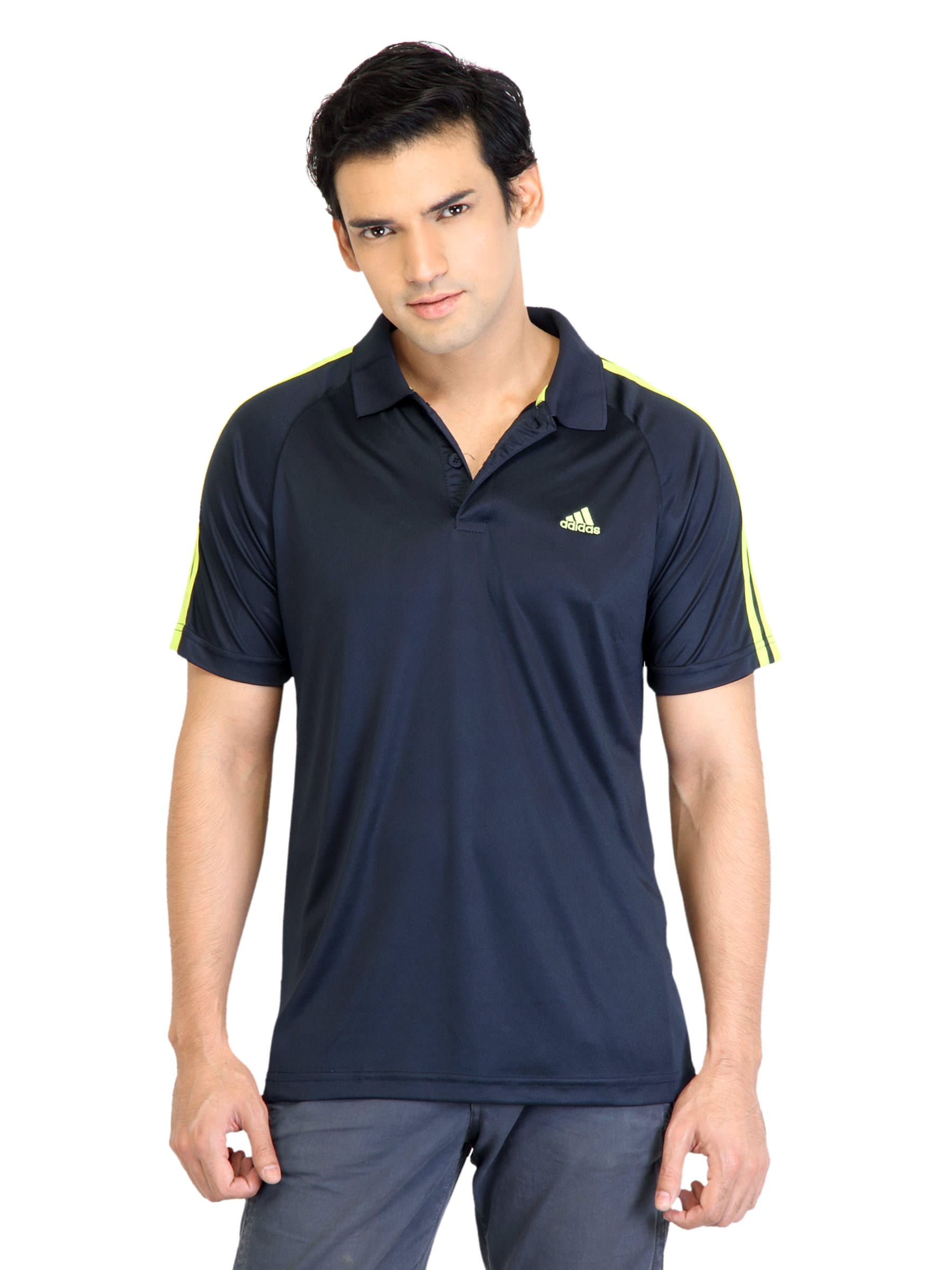 ADIDAS Men Navy Blue Polo TShirts