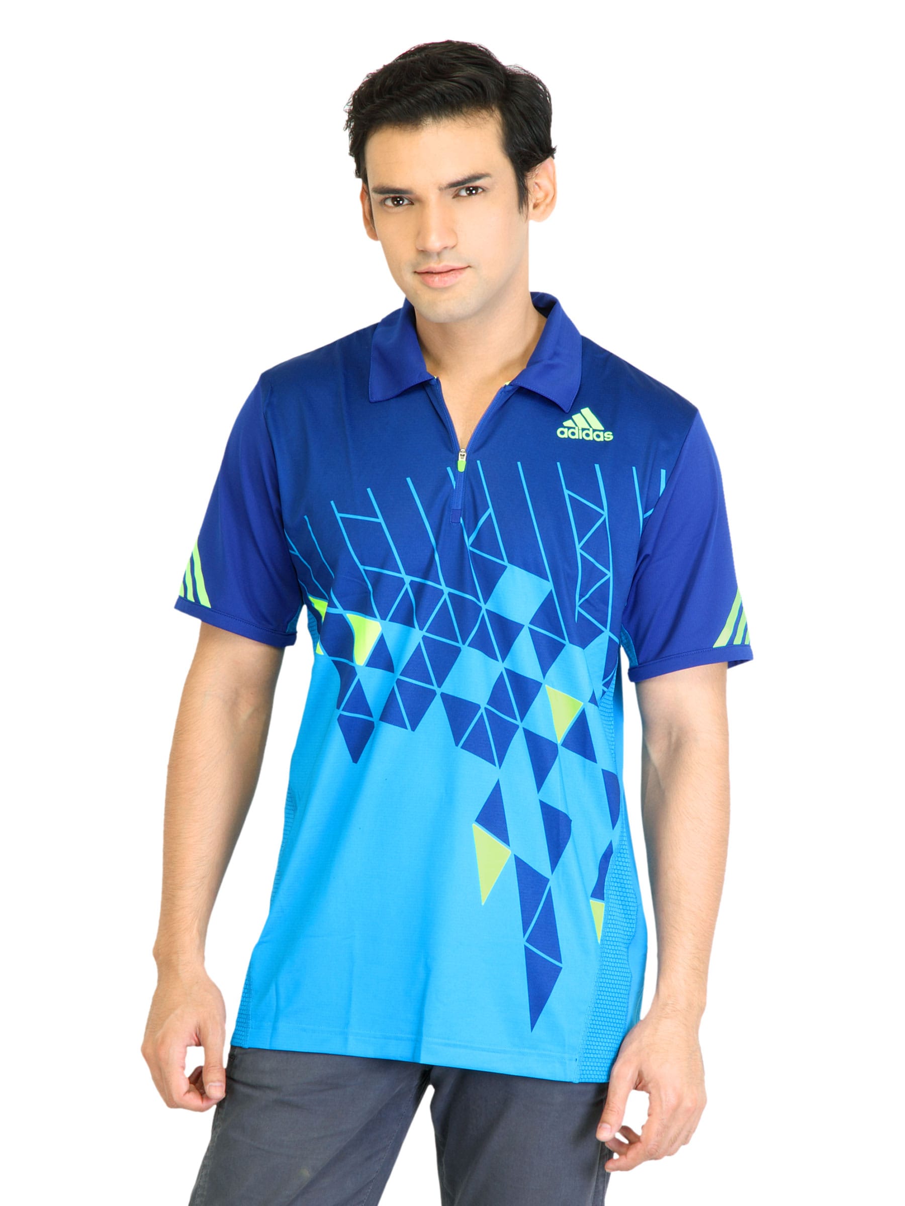 ADIDAS Men Blue Polo Tshirt