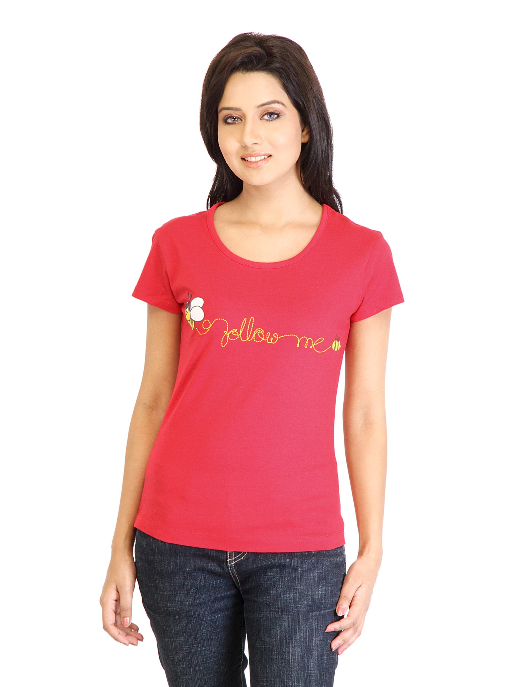 Tokyo Talkies Women Printed Red T-shirt