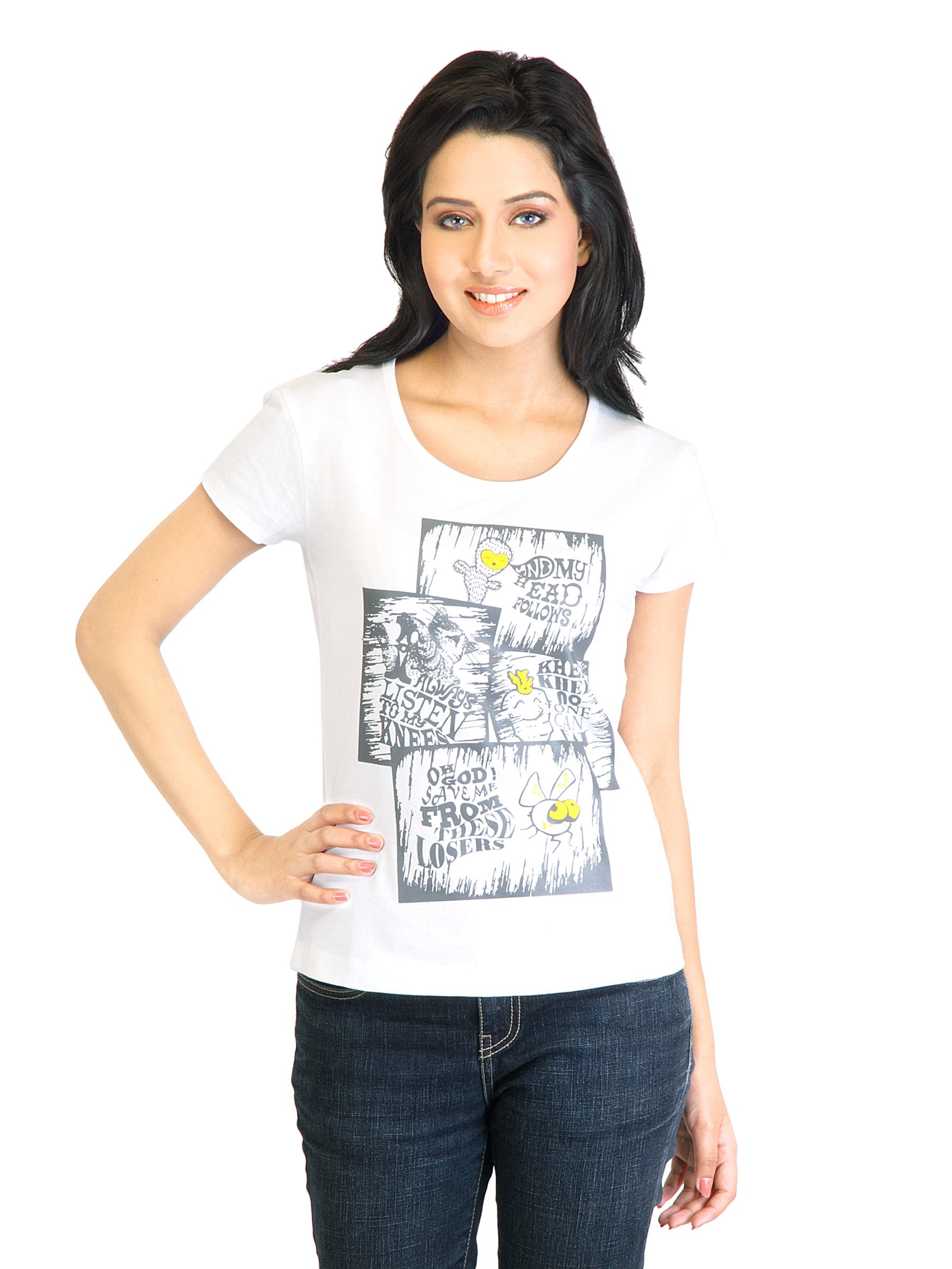 Tokyo Talkies Women Printed White T-shirt