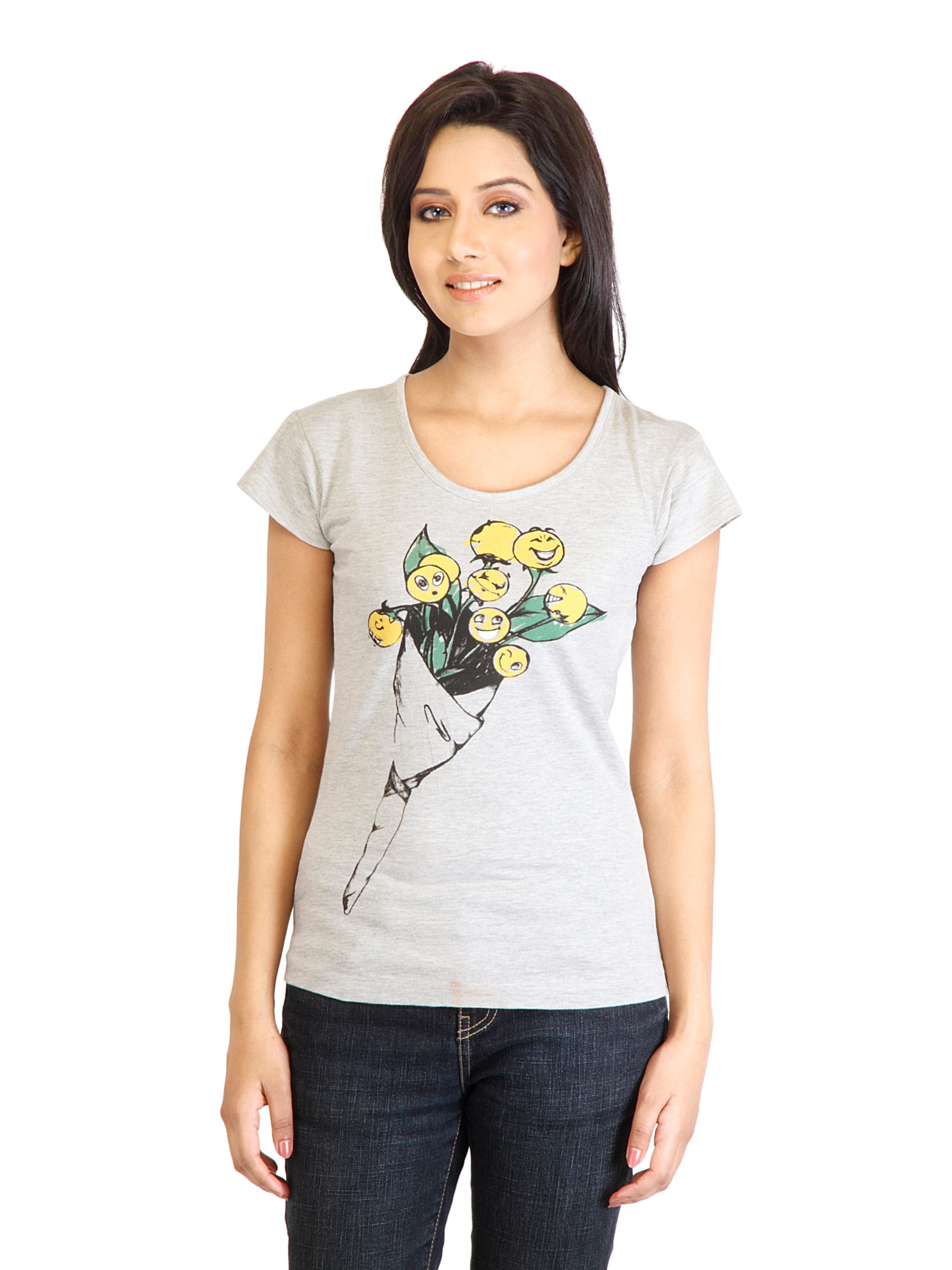 Tokyo Talkies Women Printed Grey Top