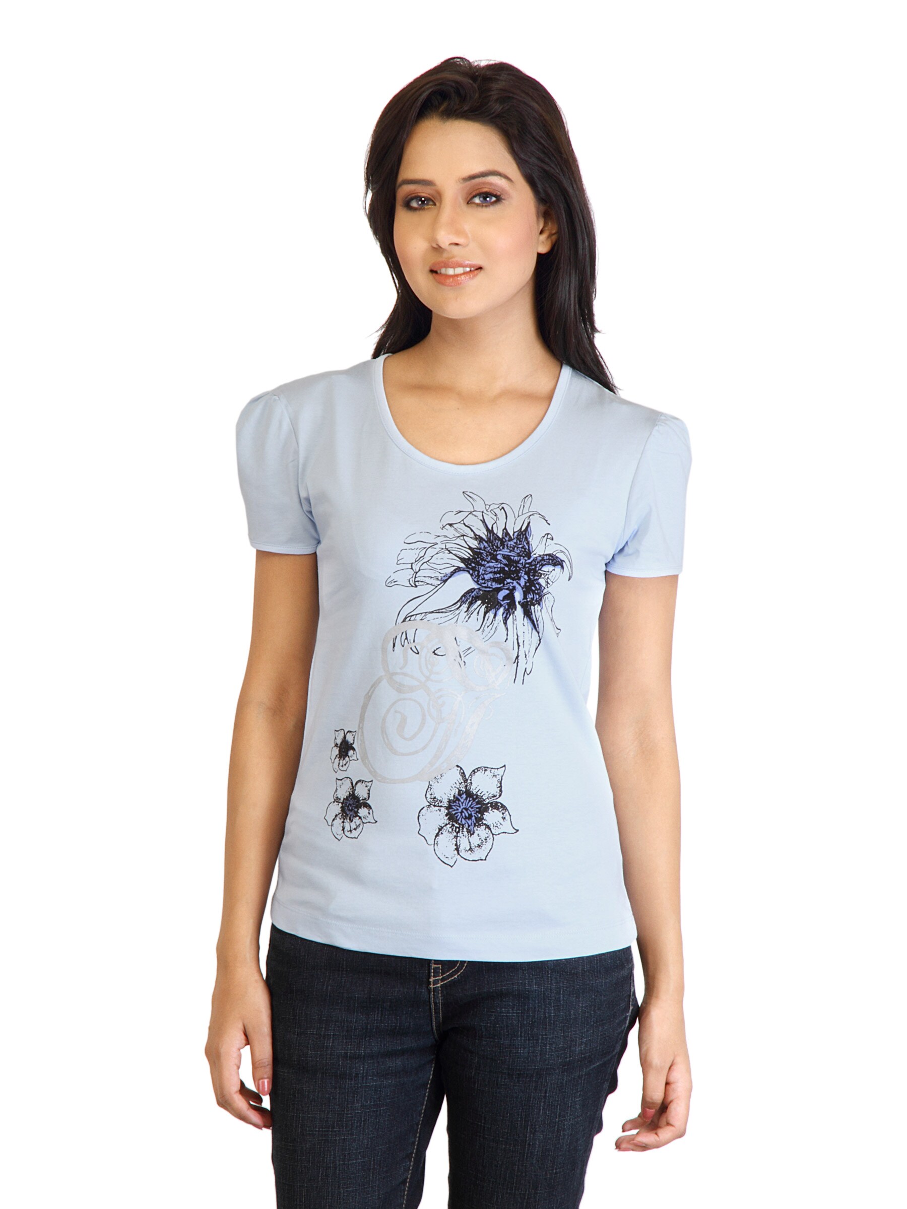 Tokyo Talkies Women Printed Blue Top