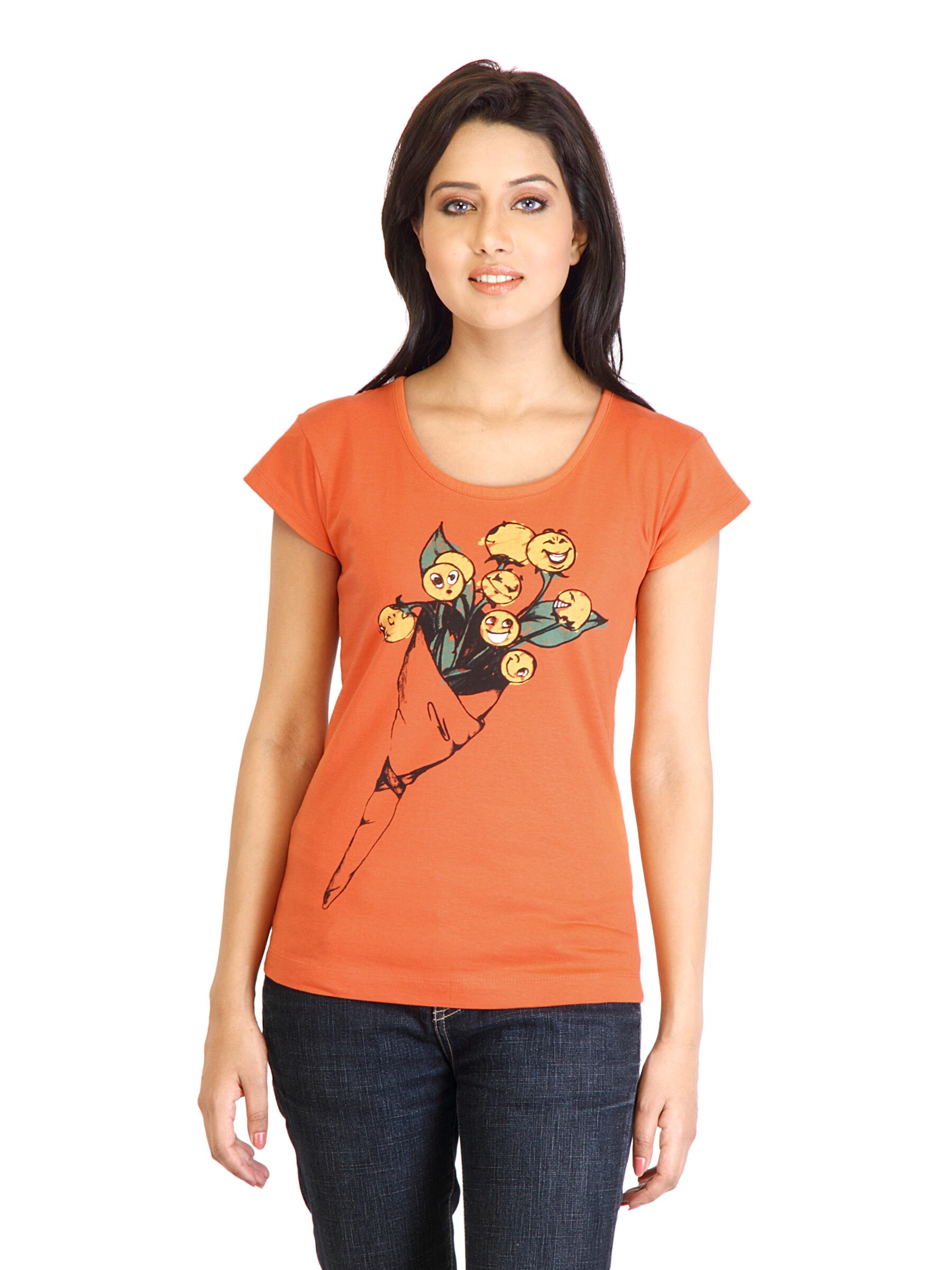 Tokyo Talkies Women Printed Orange Top