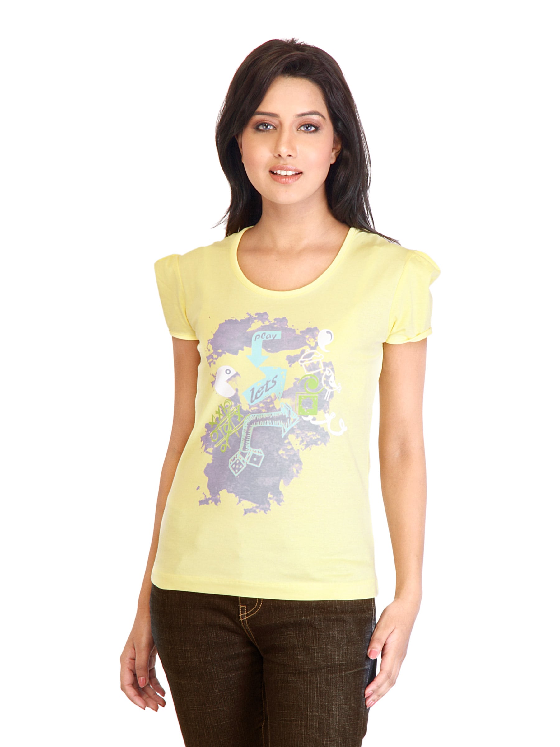 Tokyo Talkies Women Printed Yellow Top