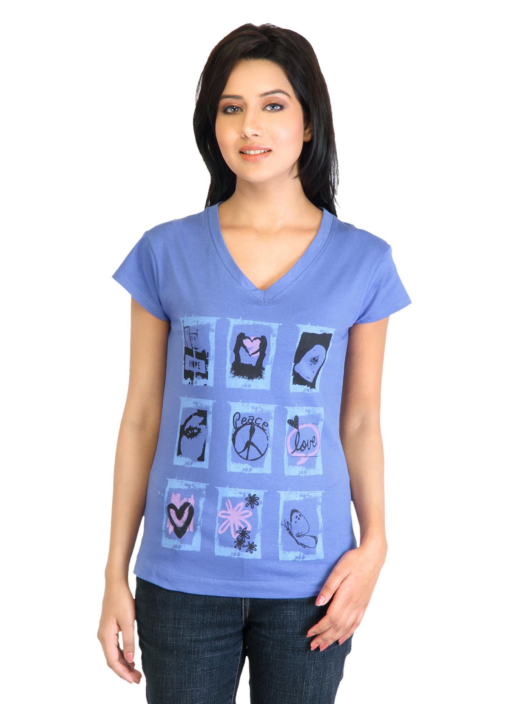 Tokyo Talkies Women Printed Blue Top