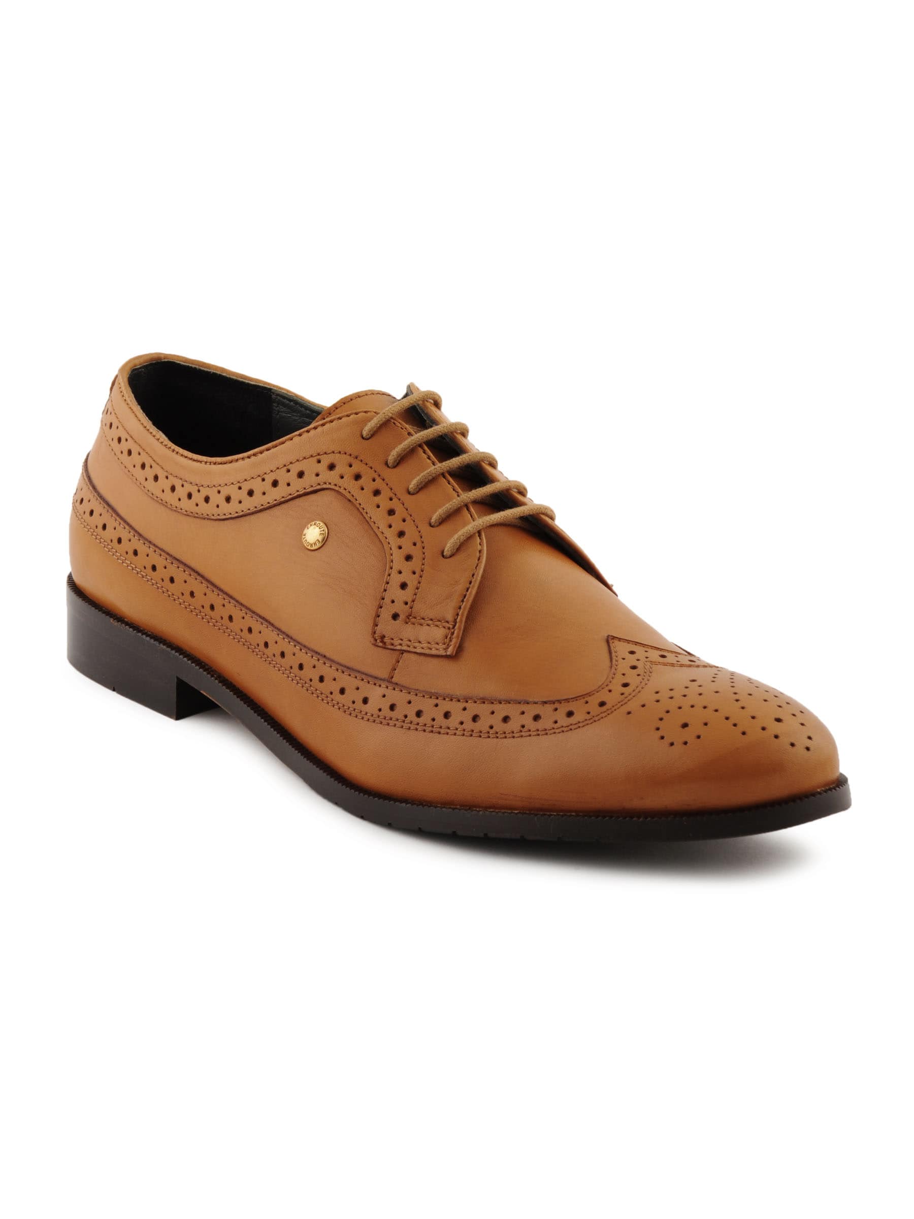 Enroute Men Leather Tan Formal Shoes