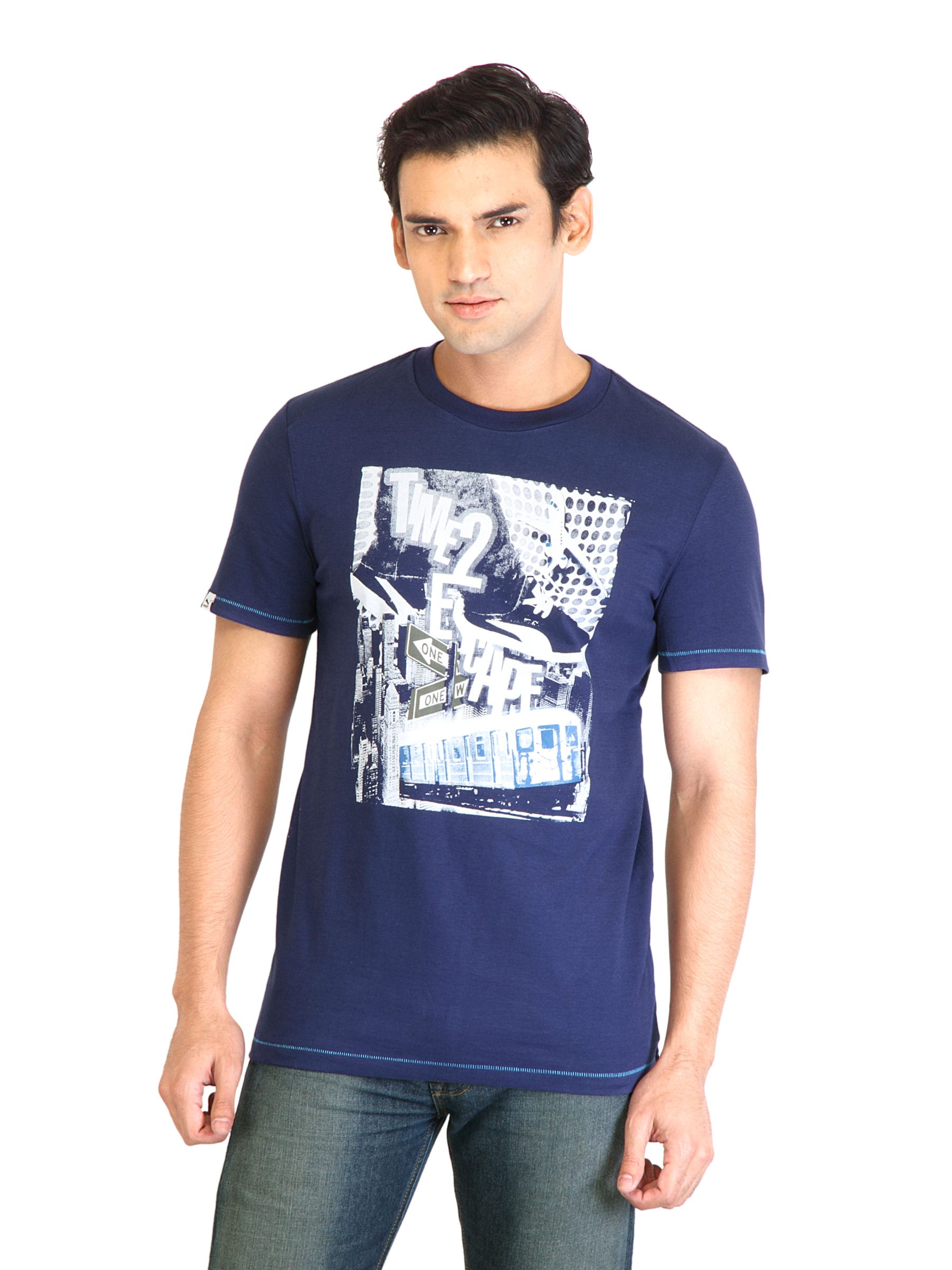 Puma Men Graphic Navy Blue TShirt