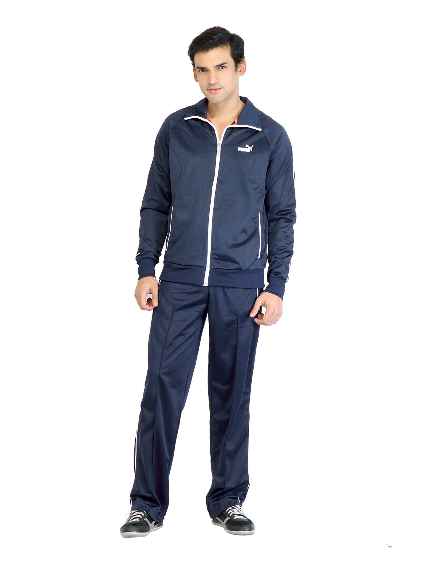 Puma Men Poly Knitted Navy Blue Tracksuit