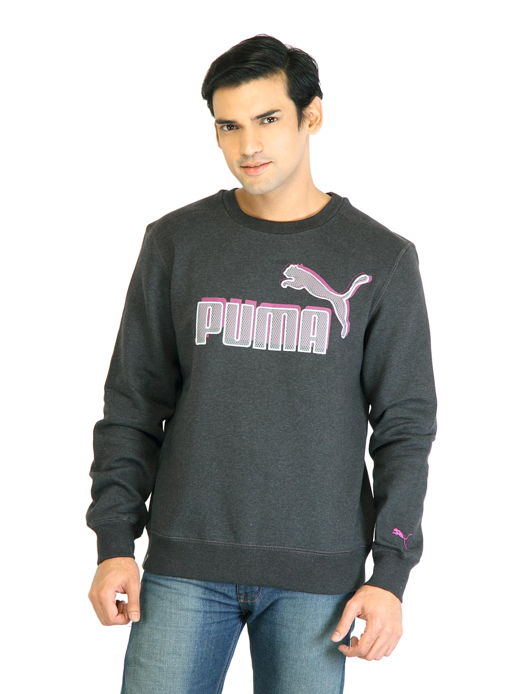 Puma Men Logo Crew  Grey SweatShirt