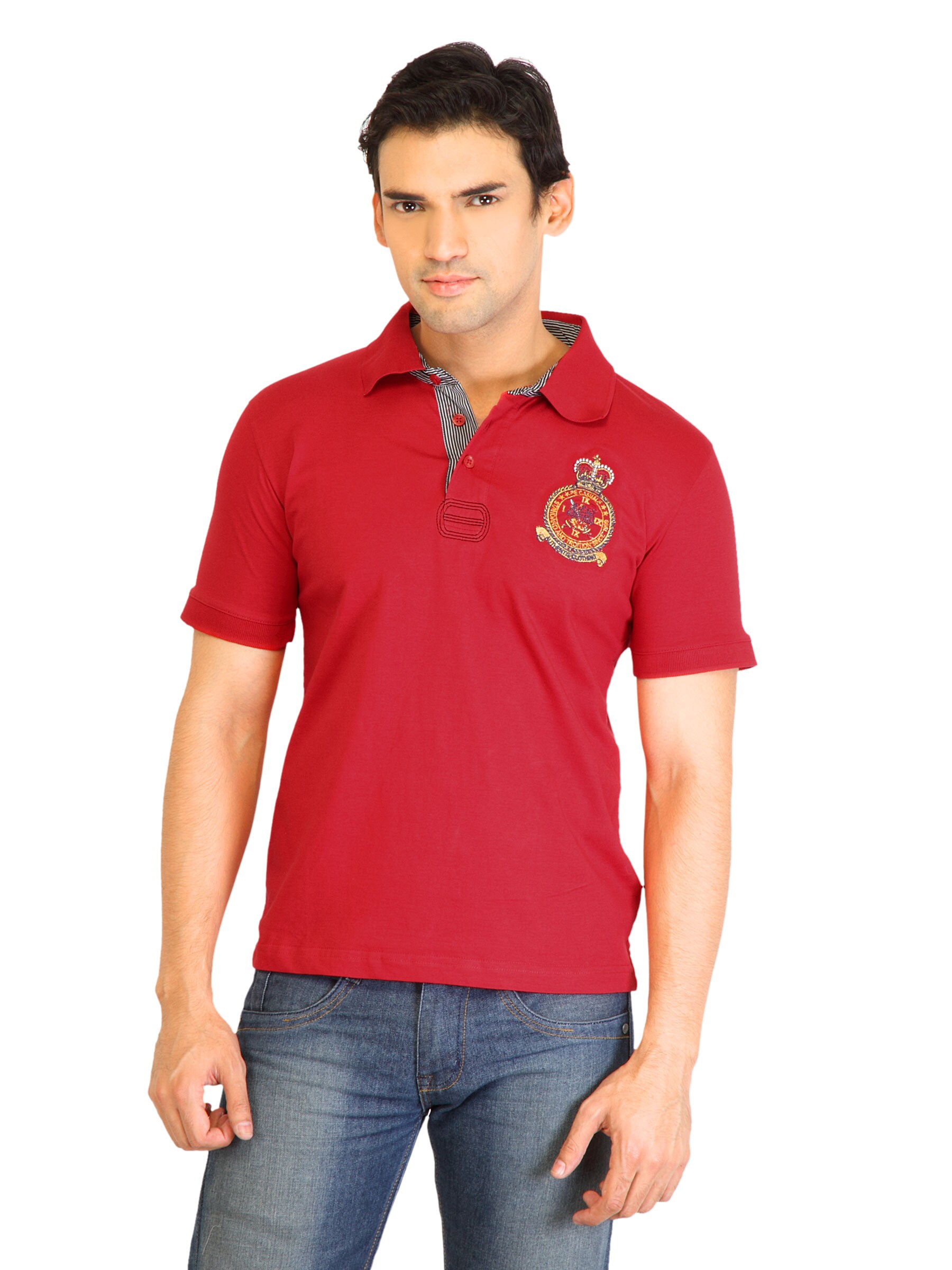 Peter England Men Solid Red Polo T-Shirt