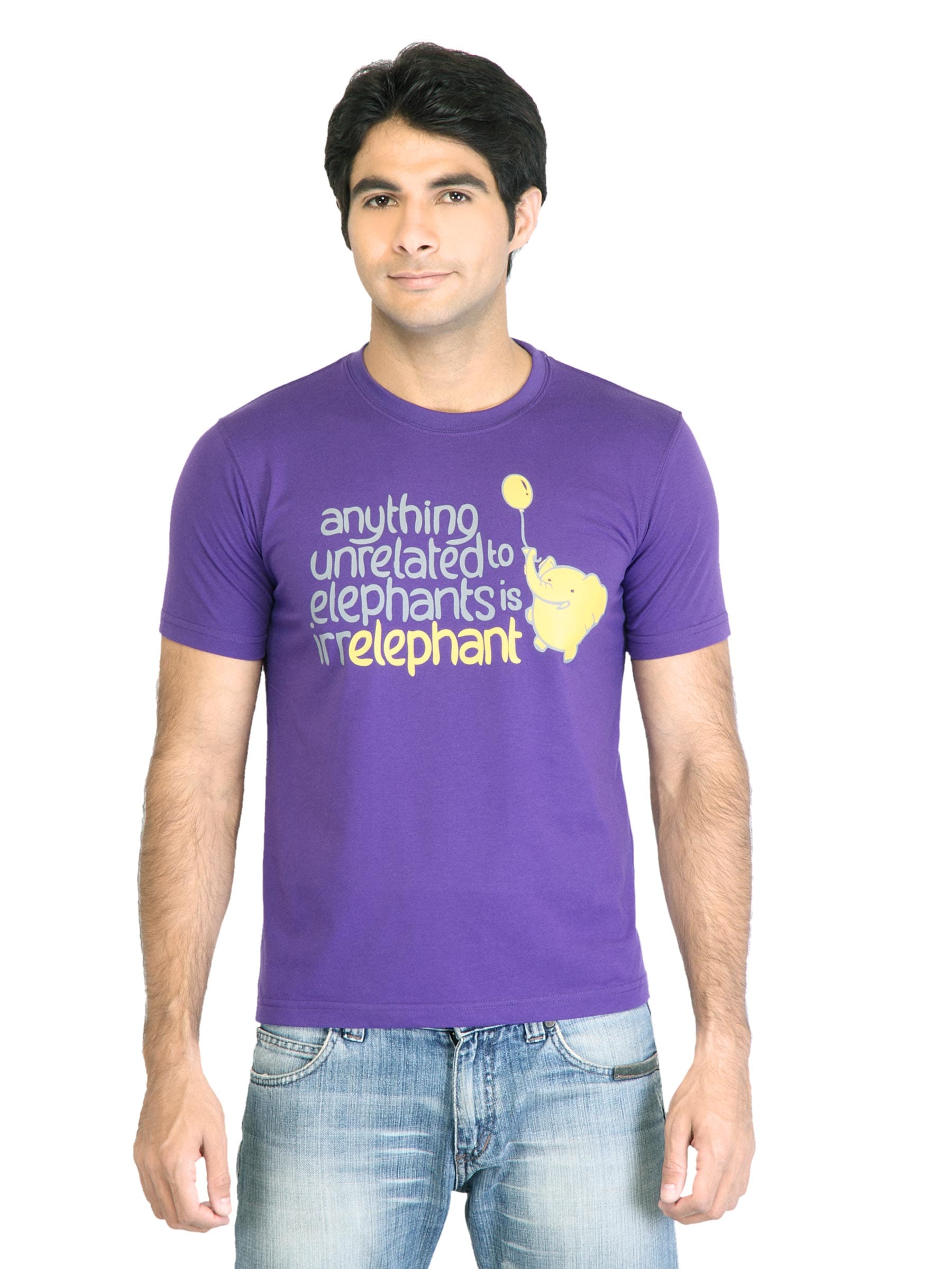 Peter England Men Printed Purple TShirt