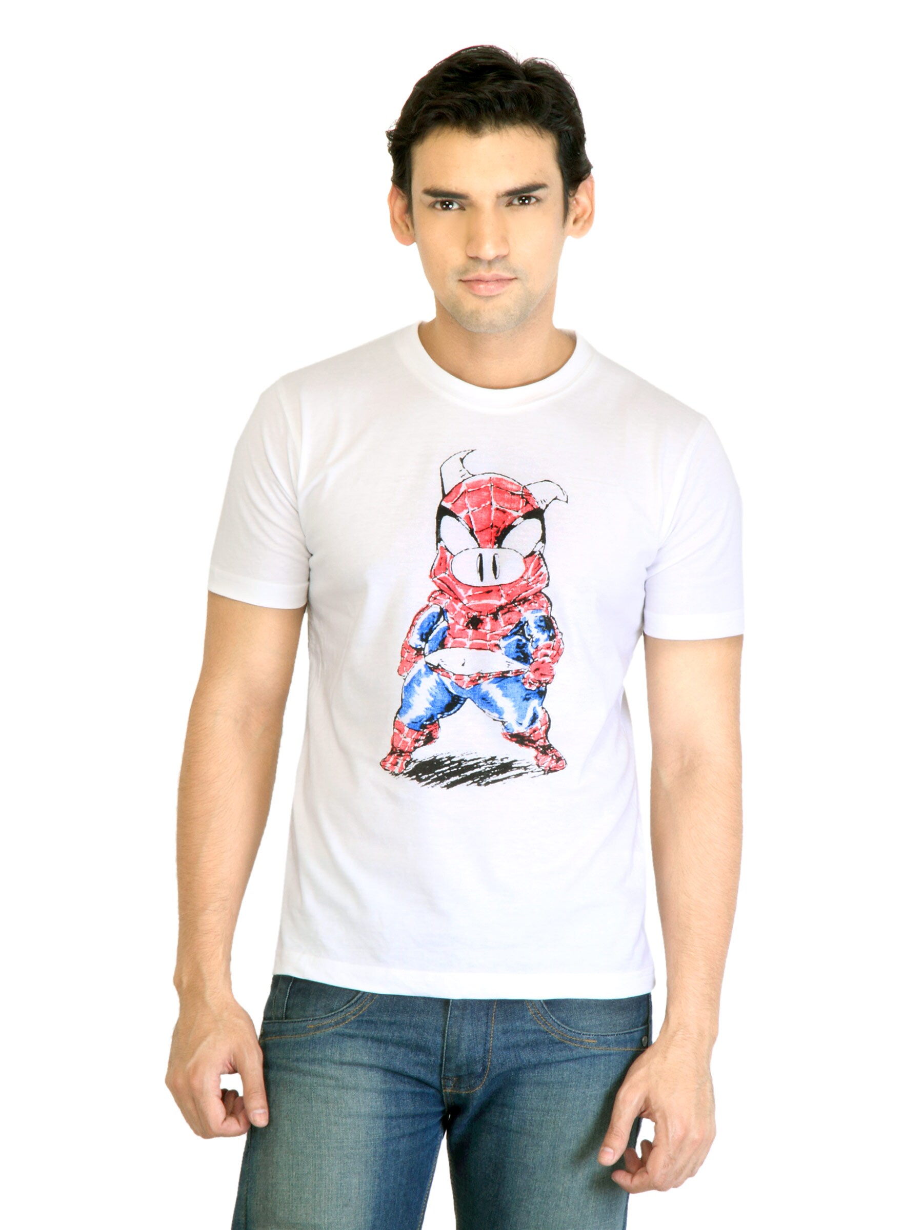 Peter England Men Printed White TShirt