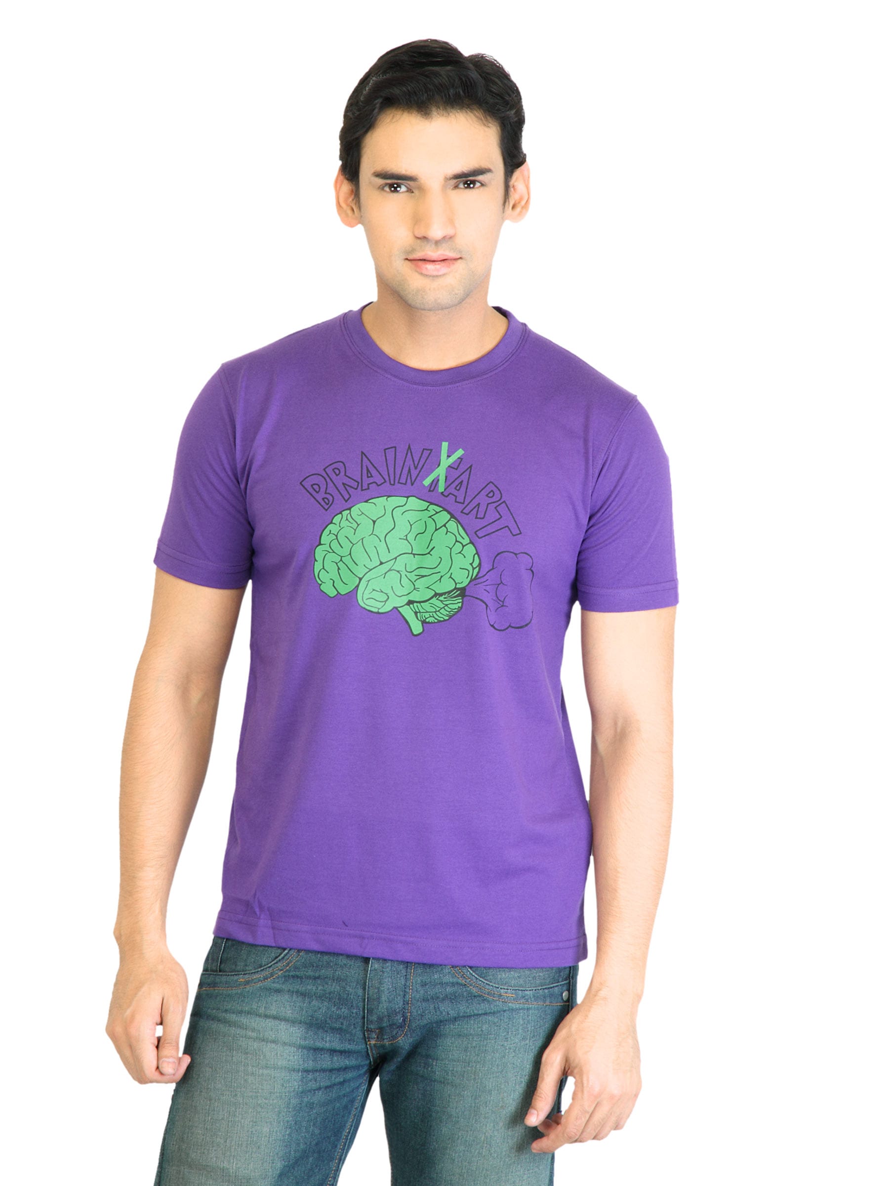 Peter England Men Printed Purple TShirt