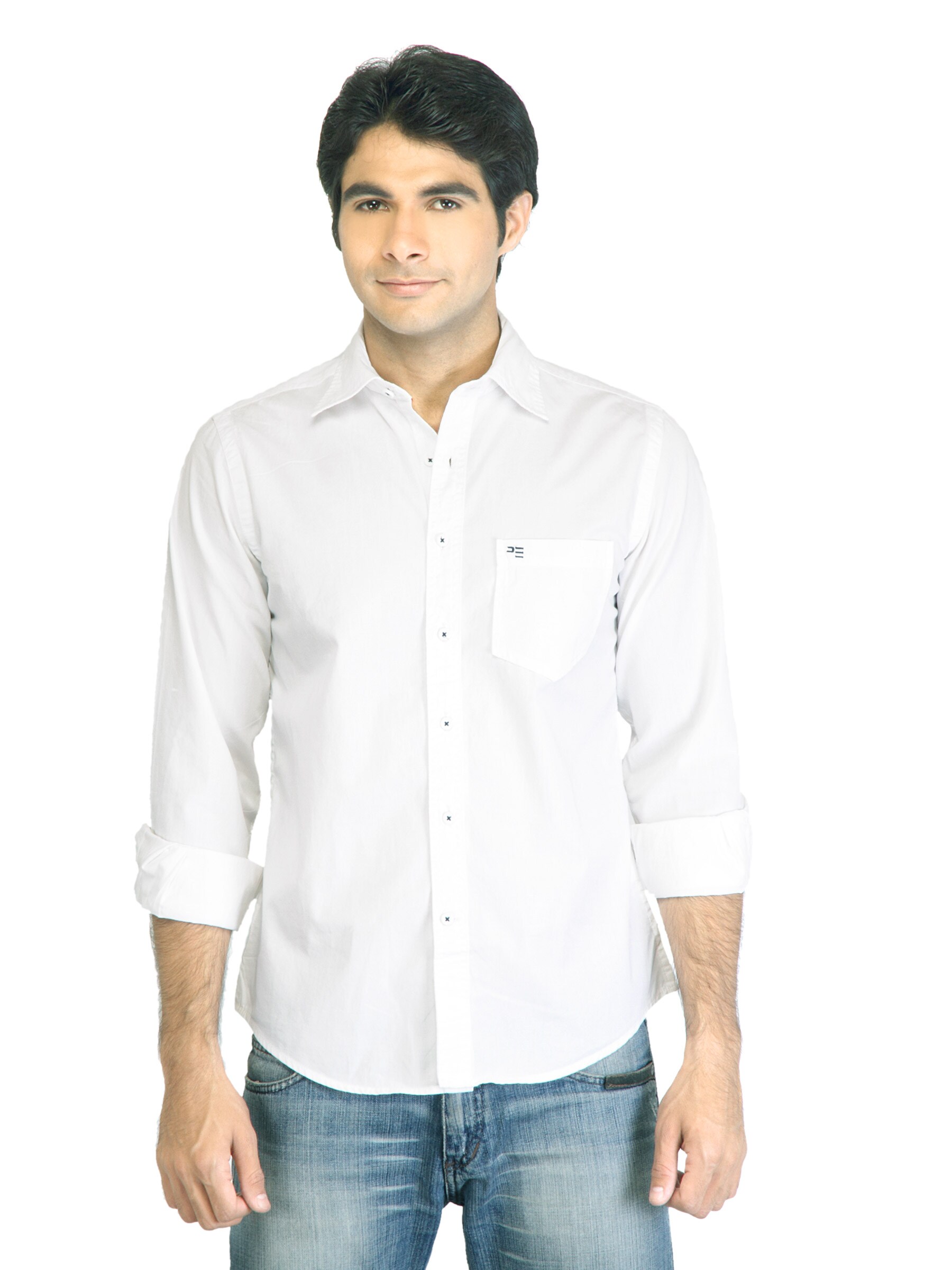 Peter England Men Solid White Shirt