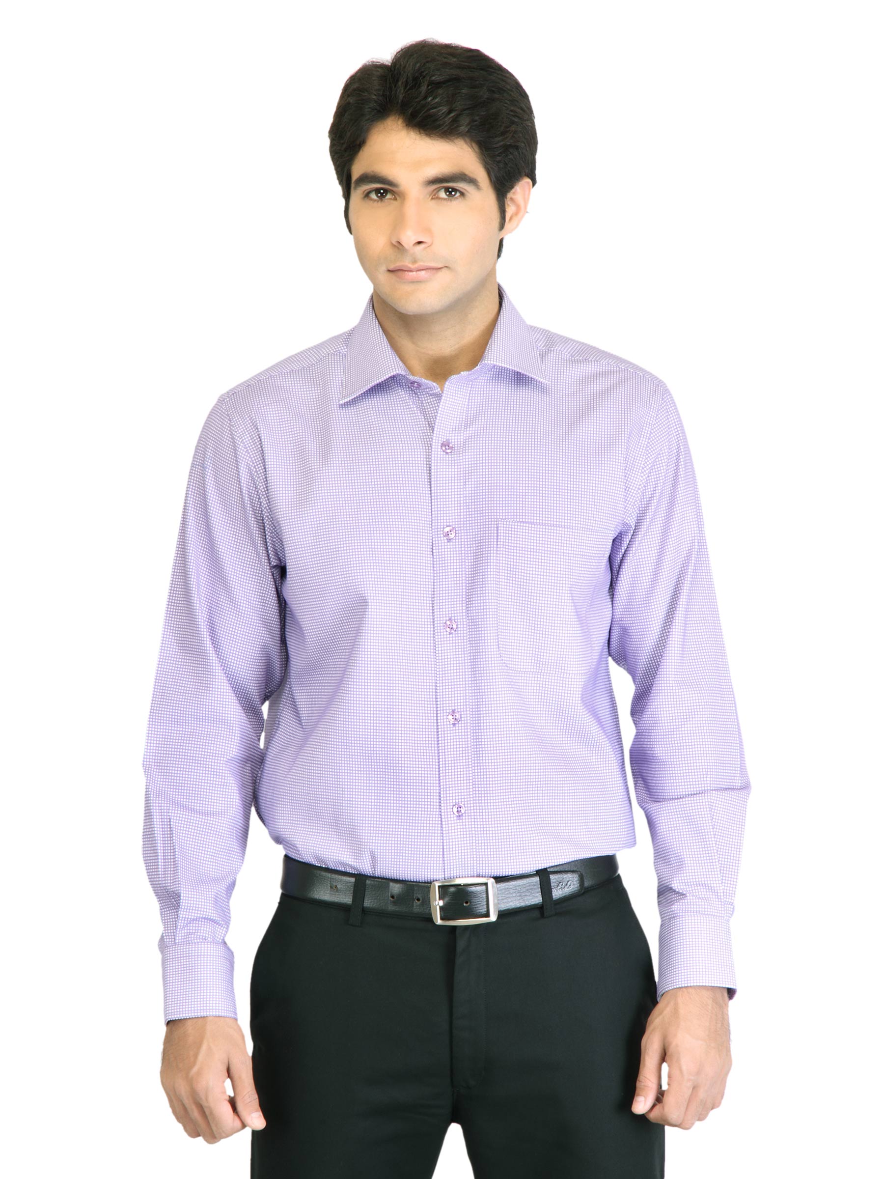 Peter England Men Check Purple Shirt