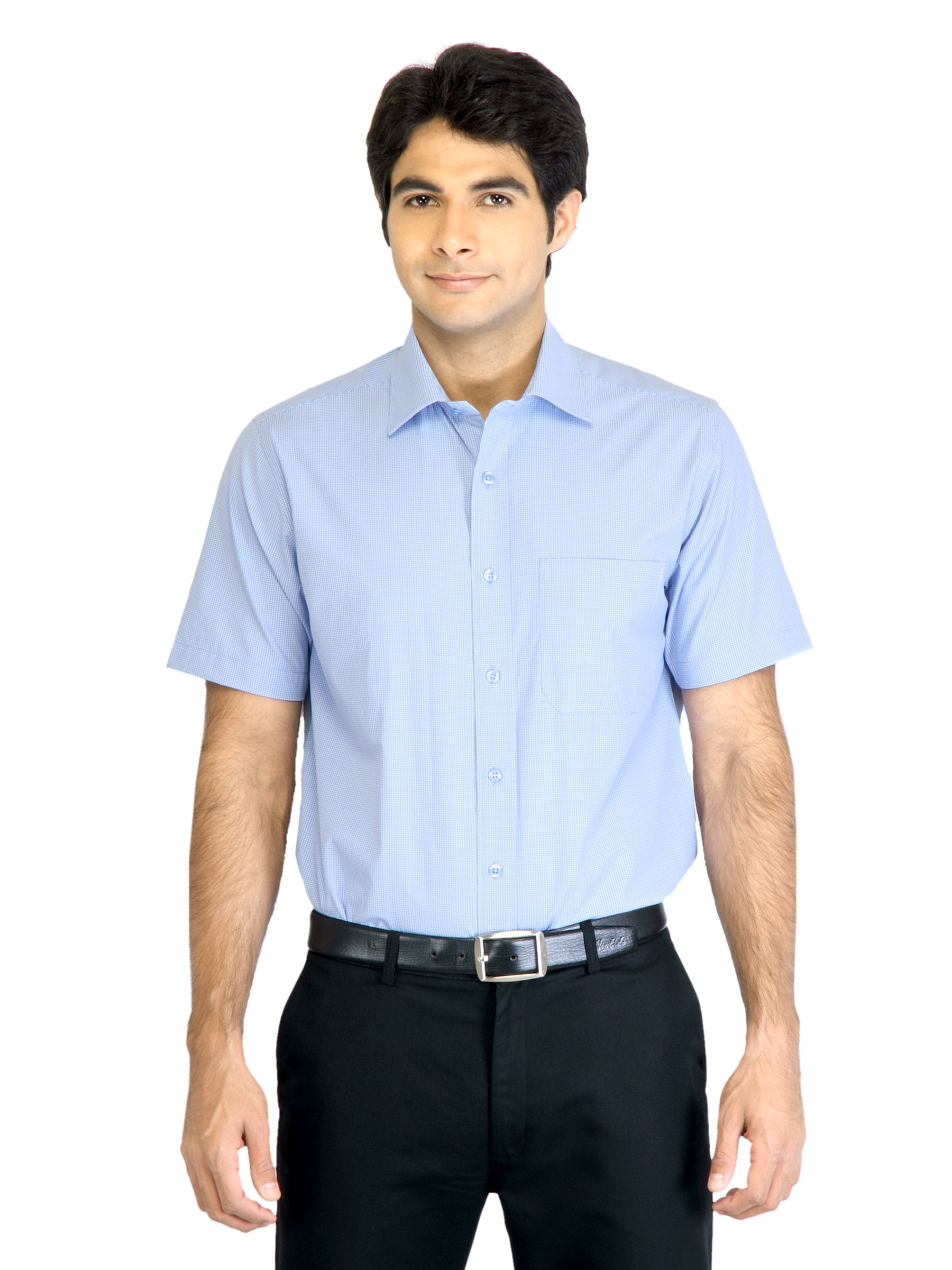 Peter England Men Check Blue Shirt