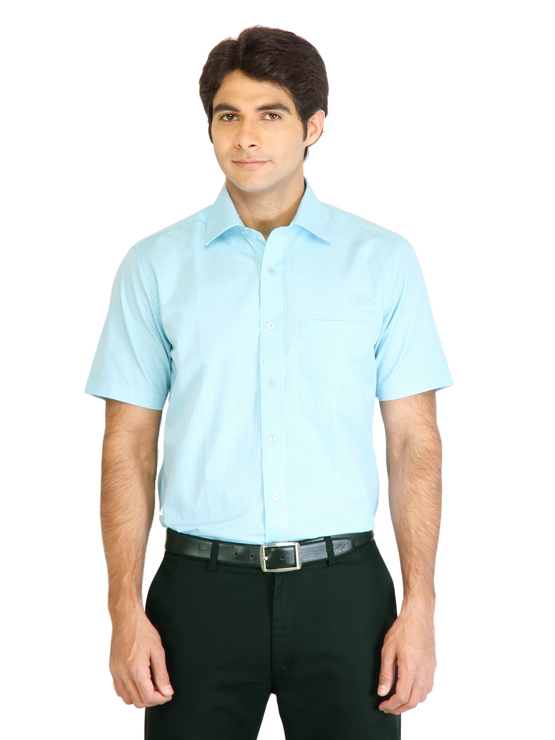 Peter England Men Check Blue Shirt