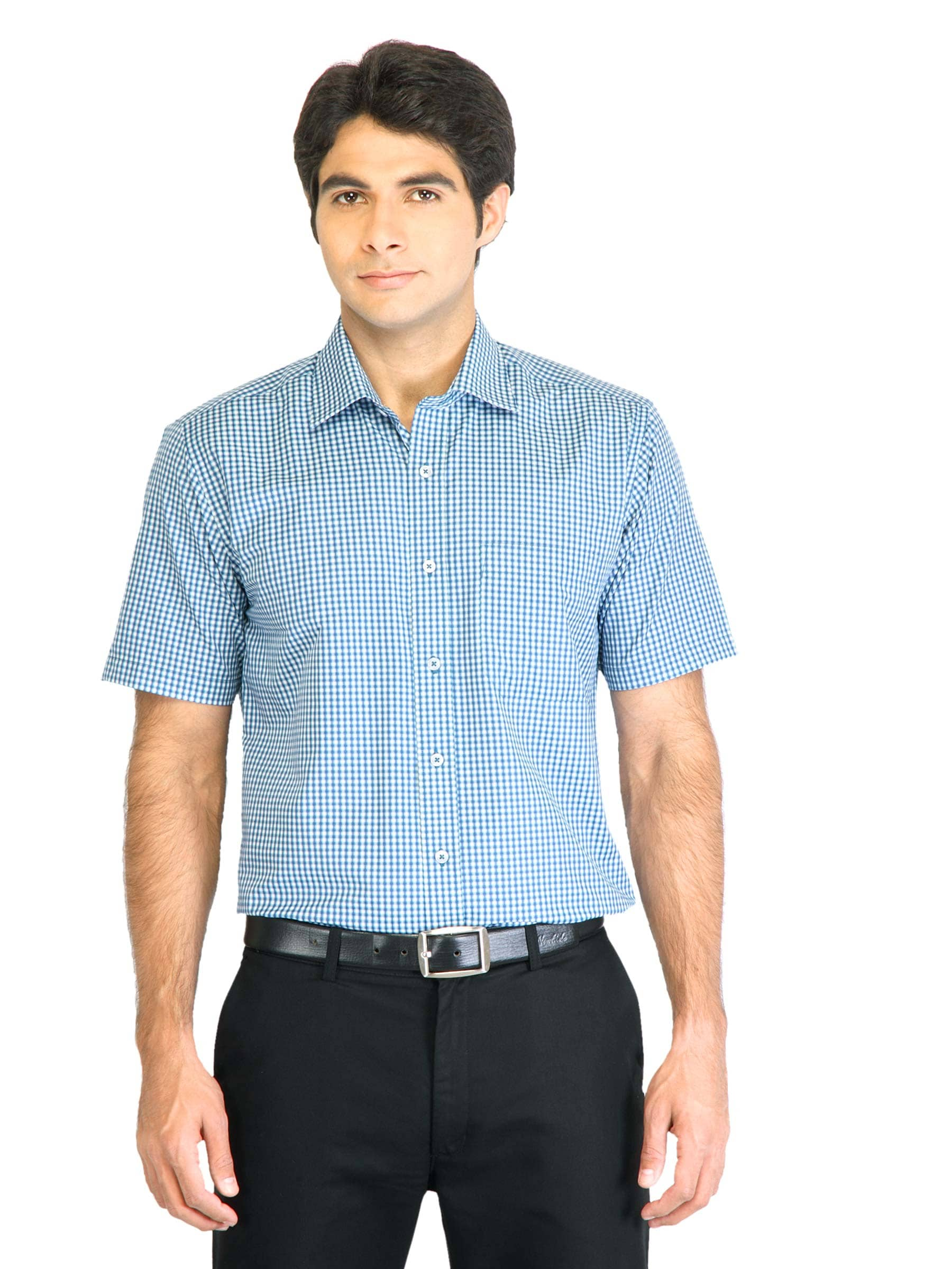 Peter England Men Check Blue Shirt