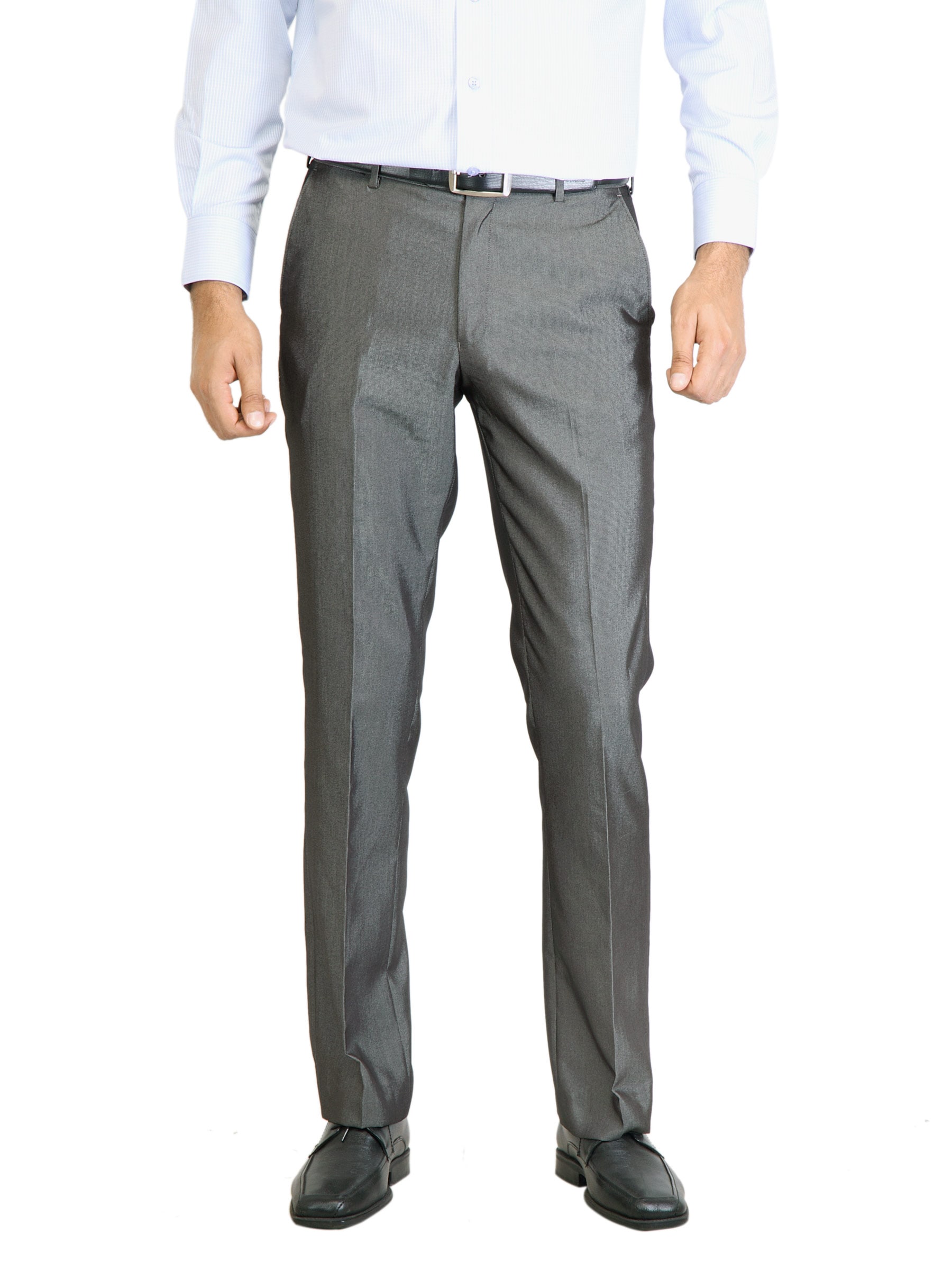 Peter England Men Solid Charcoal Trouser