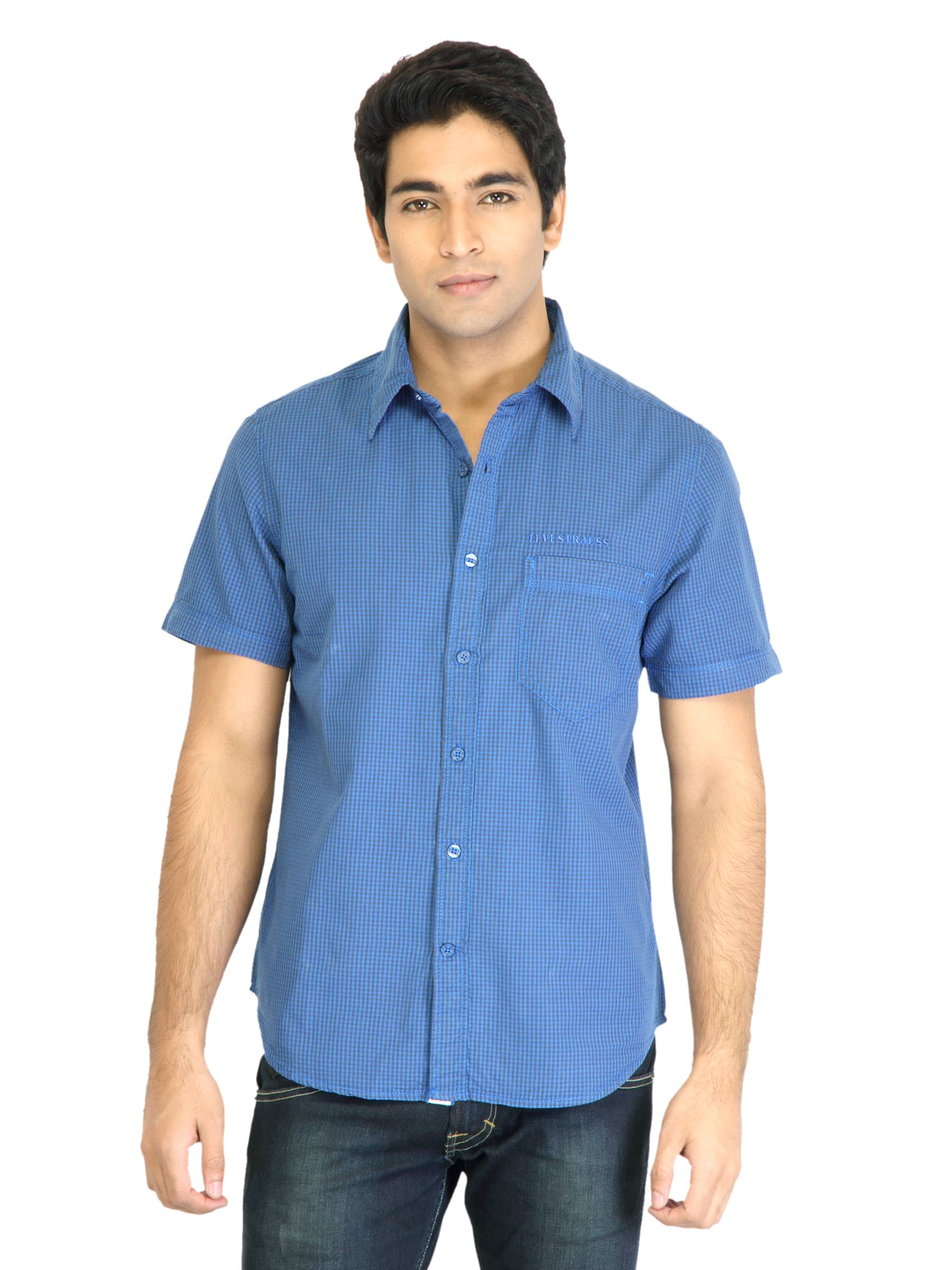 Levis Men Check Blue Shirt