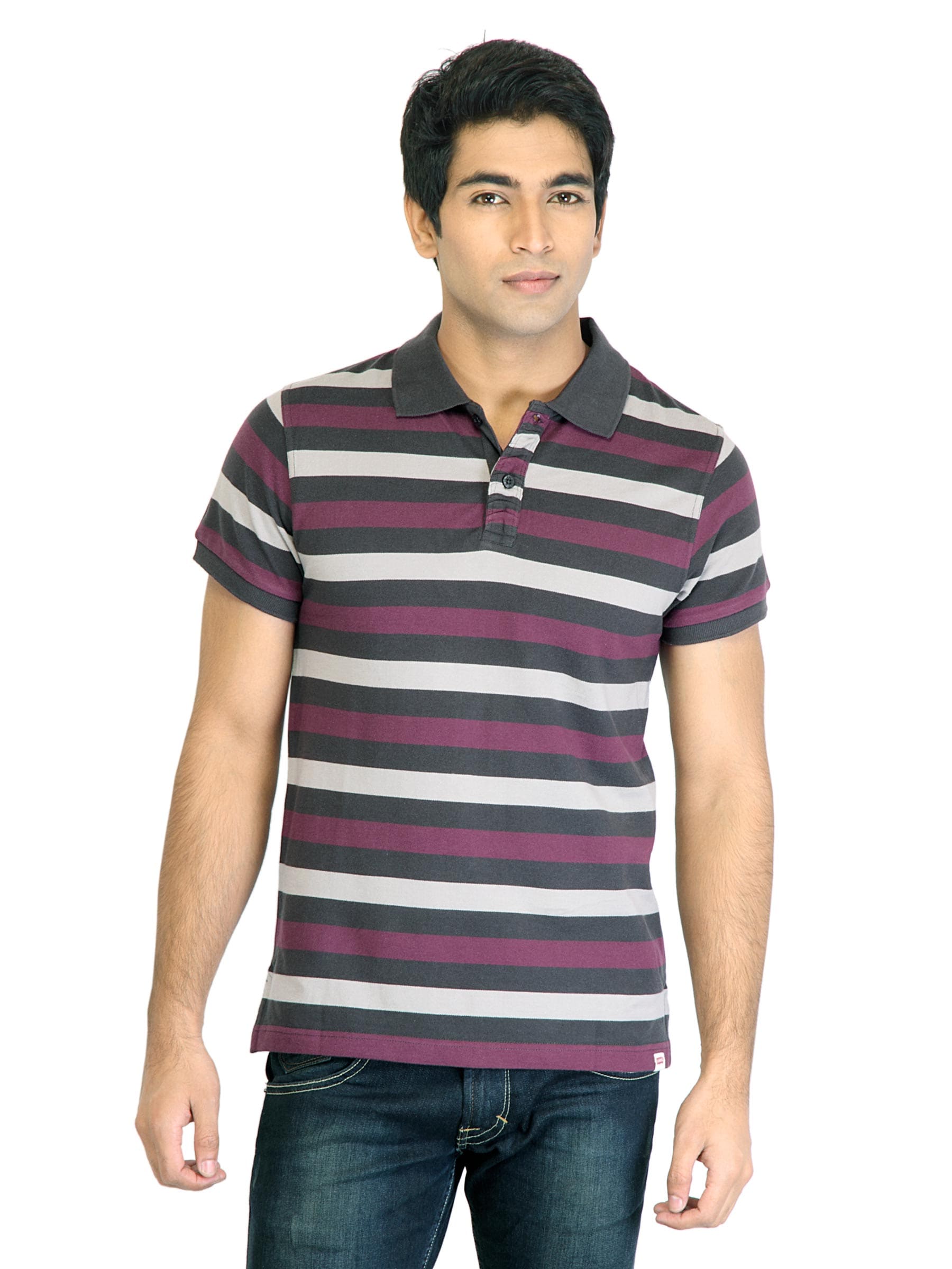 Levi's Men Stripes Maroon Tshirts