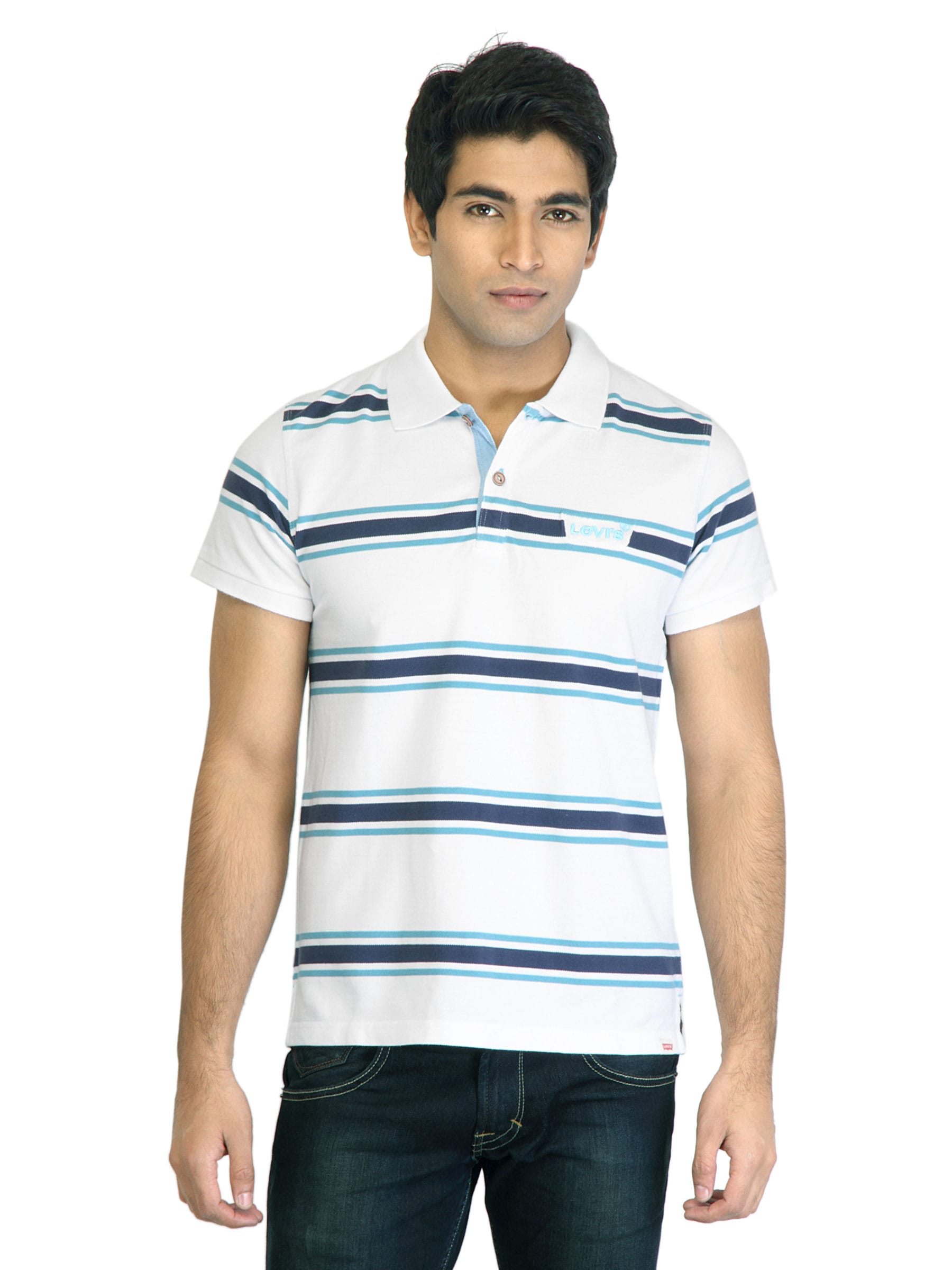 Levi's Men Stripes White Tshirts