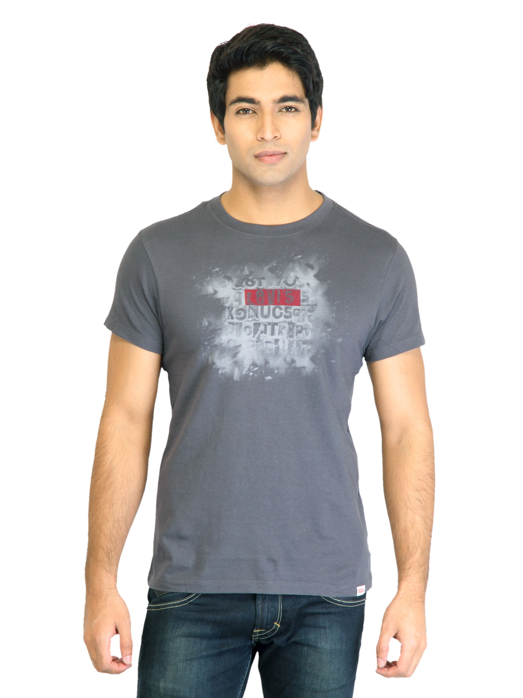 Levi's Men Printed Grey Tshirts