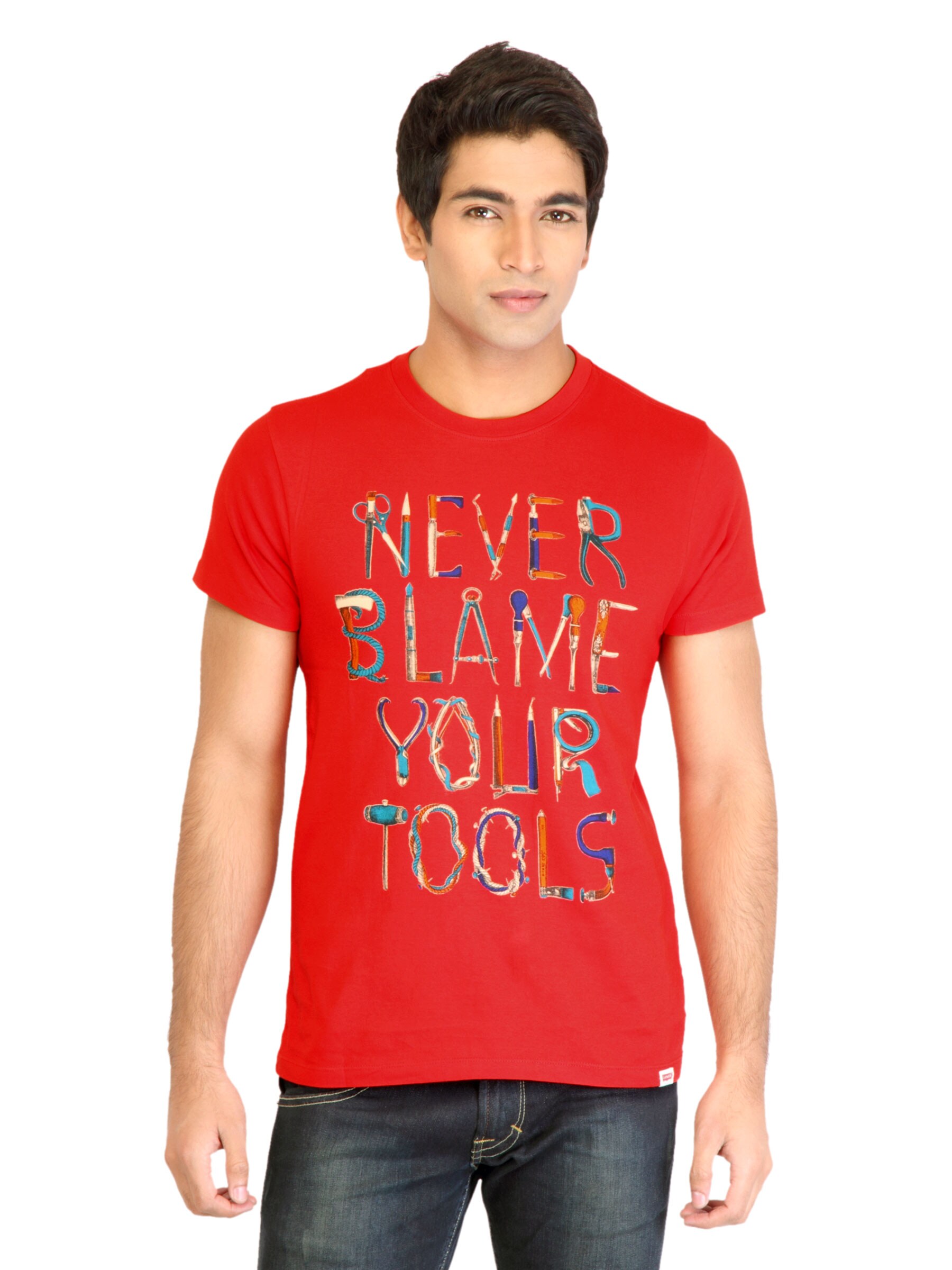 Levis Men Printed Red Tshirt