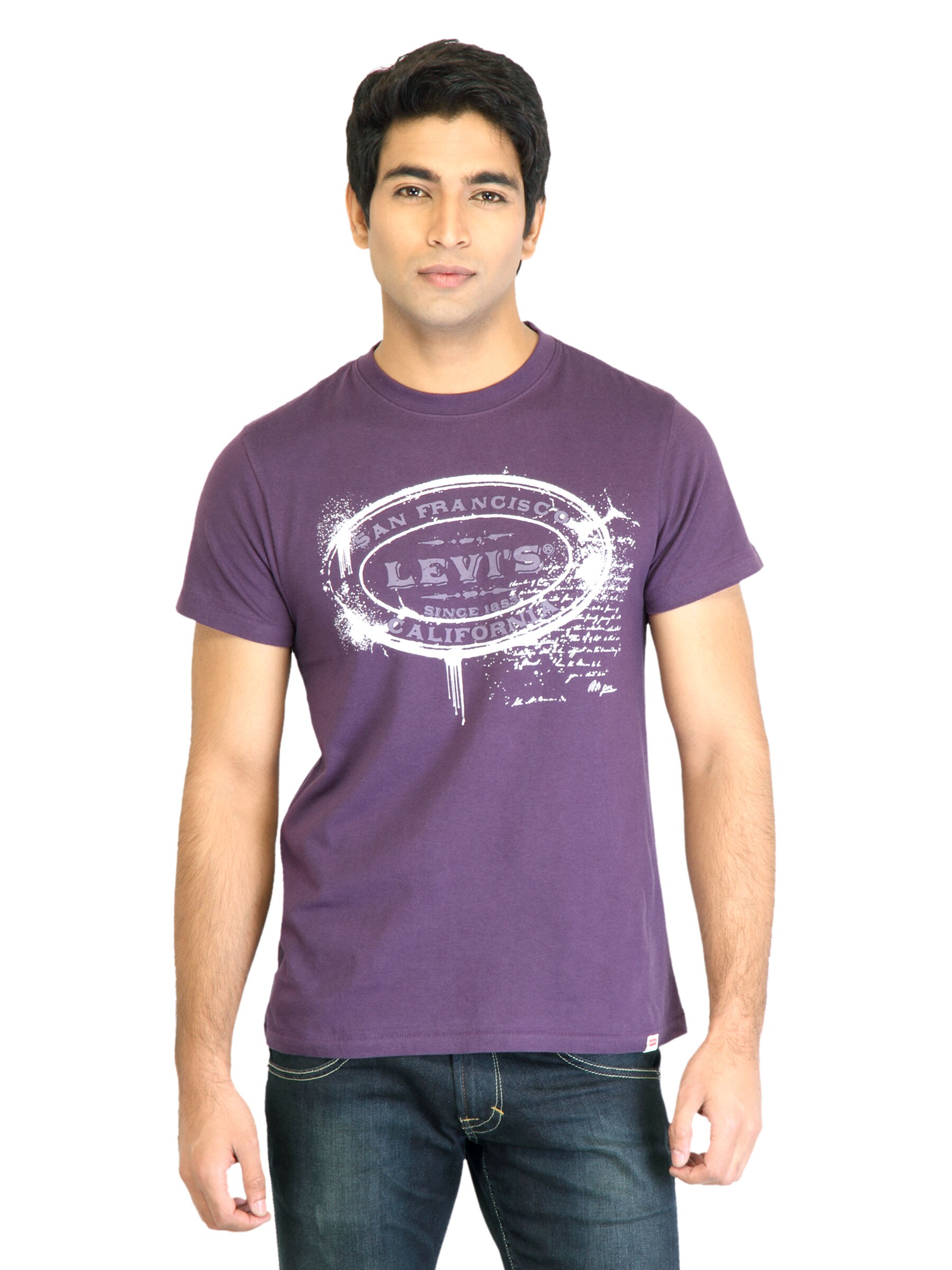 Levi's Men Printed Purple Tshirts