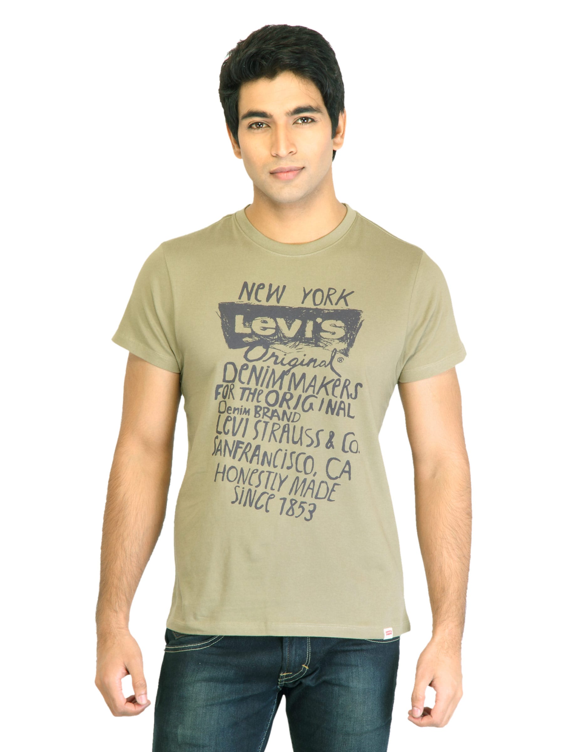 Levi's Men Printed Olive Tshirts