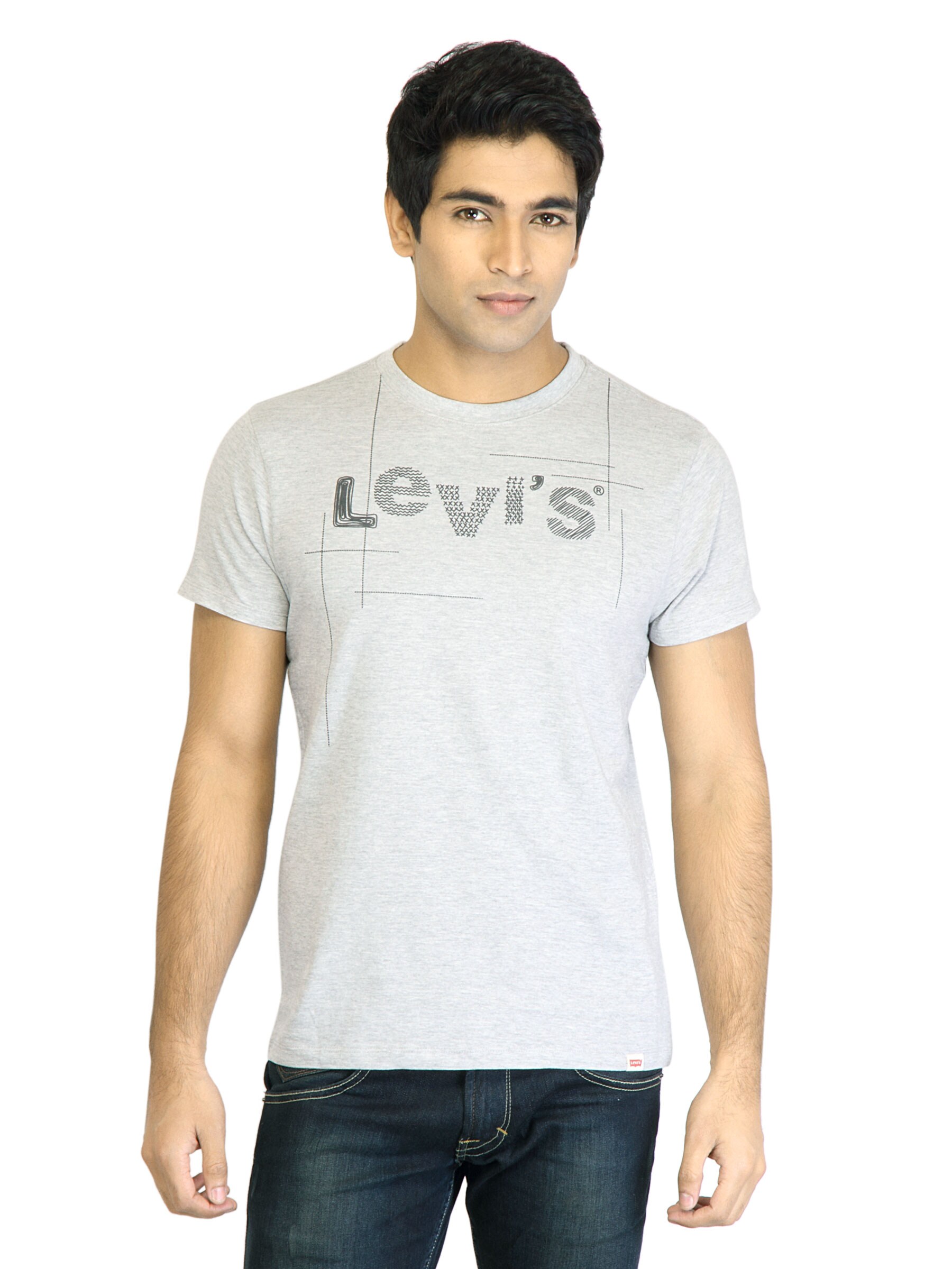 Levi's Men Printed Grey Tshirts