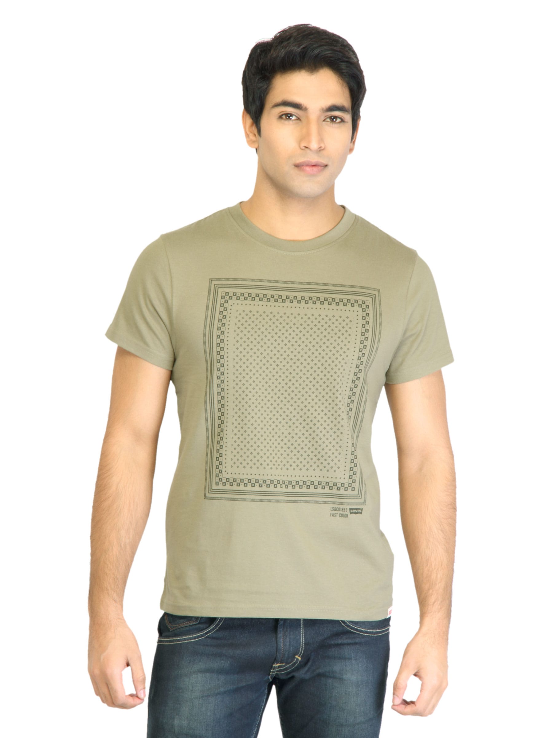 Levis Men Printed Olive Tshirts