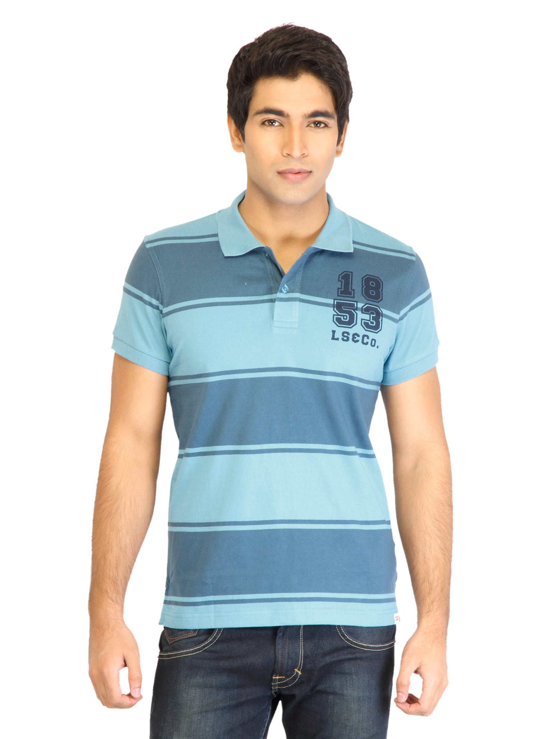 Levi's Men Stripes Blue  Tshirts