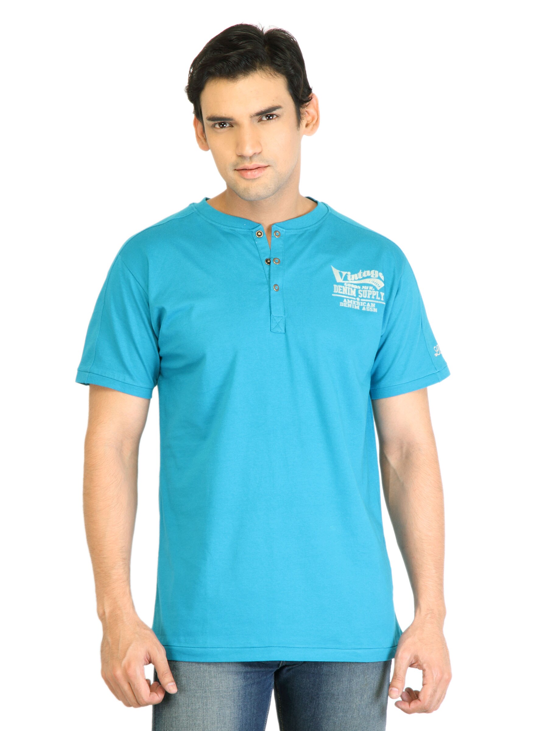 Locomotive Men Solid Blue TShirt