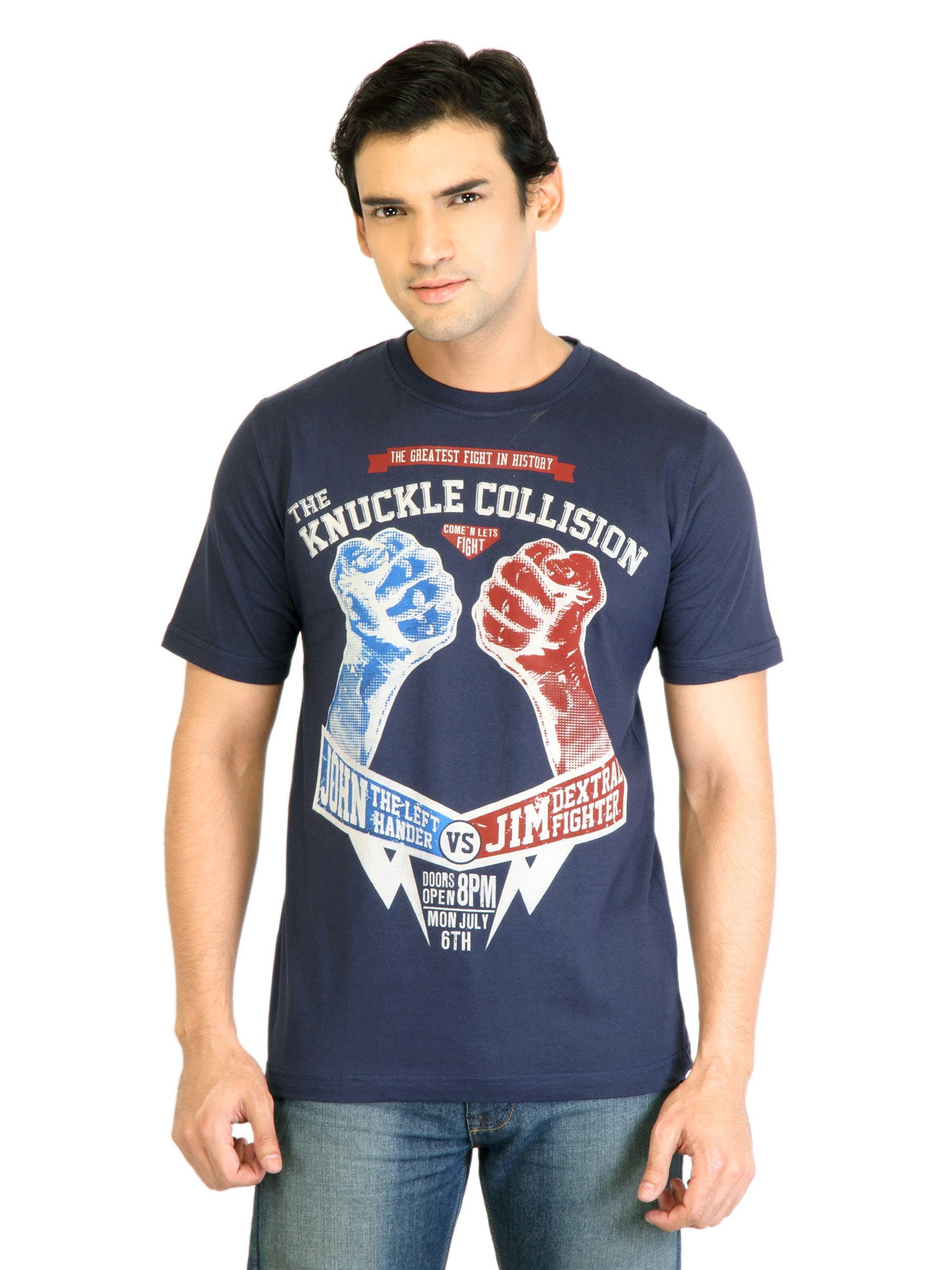 Locomotive Men Printed Navy Blue TShirt