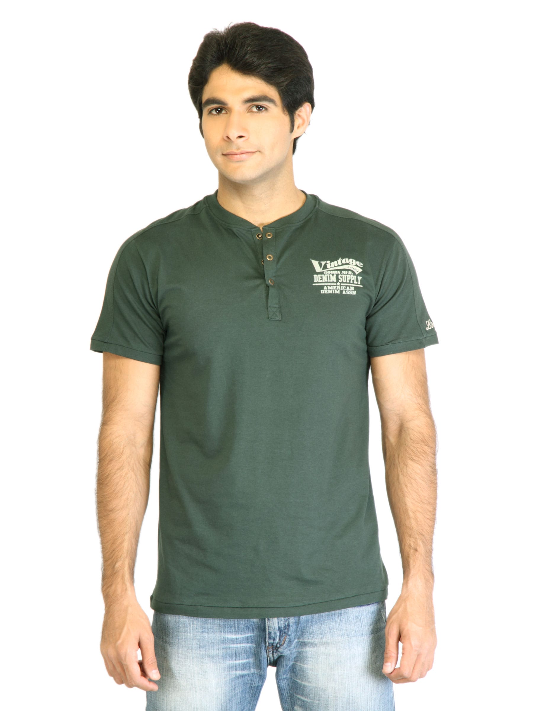 Locomotive Men Solid Forest Green TShirt